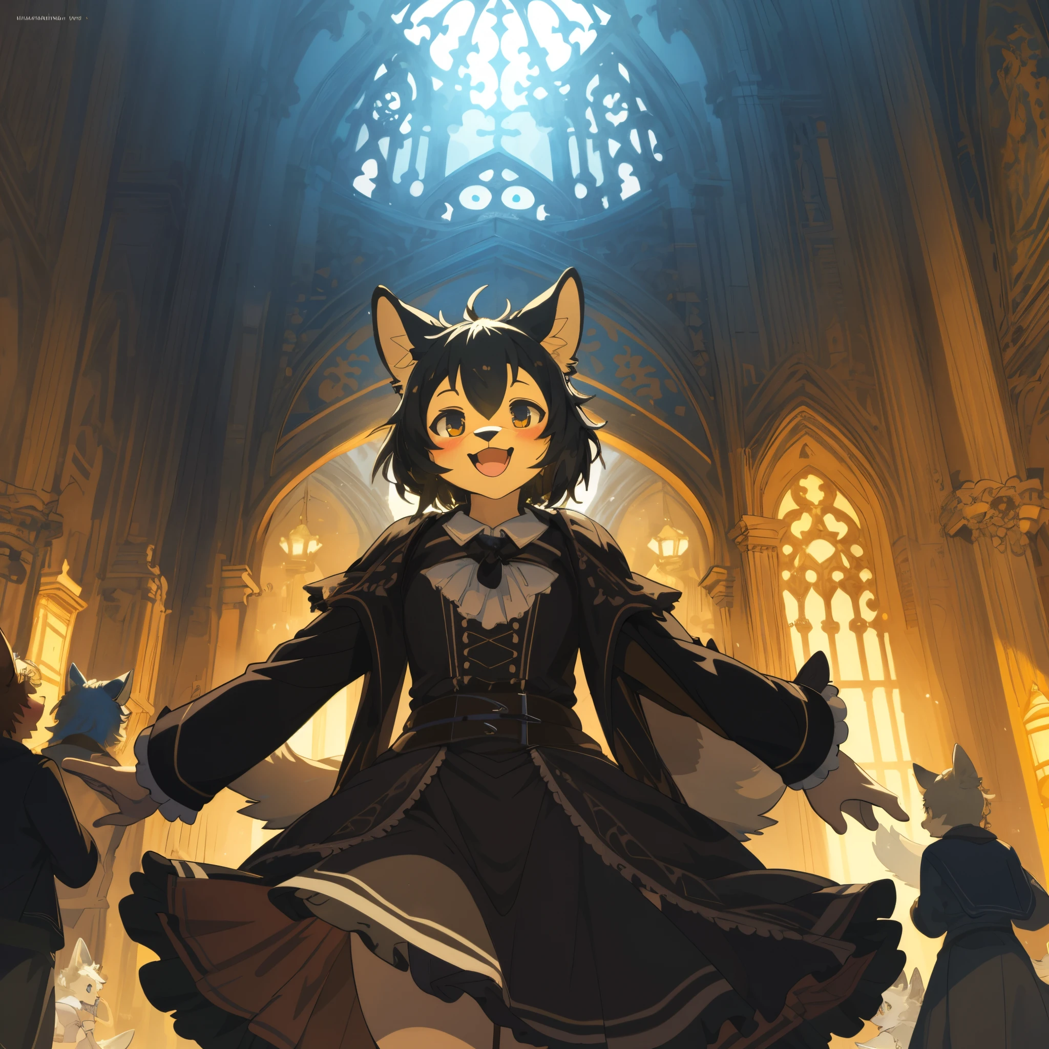 cover_page, highres, top quality, best quality, paid reward available, High-quality illustrations, unparalleled masterpiece, perfect artwork, absurdres, super high resolution, detailed background, Gothic, Beautiful World Heritage, 6+boys, 6+girls, Happy, joyful(Photos of solo travelers)(kemono, furry anthro)cinematic lighting, dynamic angle,