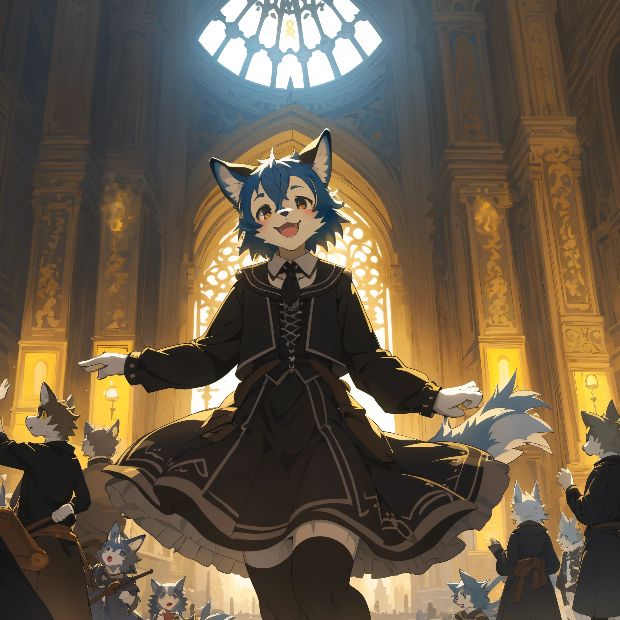 cover_page, highres, top quality, best quality, paid reward available, High-quality illustrations, unparalleled masterpiece, perfect artwork, absurdres, super high resolution, detailed background, Gothic, Beautiful World Heritage, 6+boys, 6+girls, Happy, joyful(Photos of solo travelers)(kemono, furry anthro)cinematic lighting, dynamic angle,