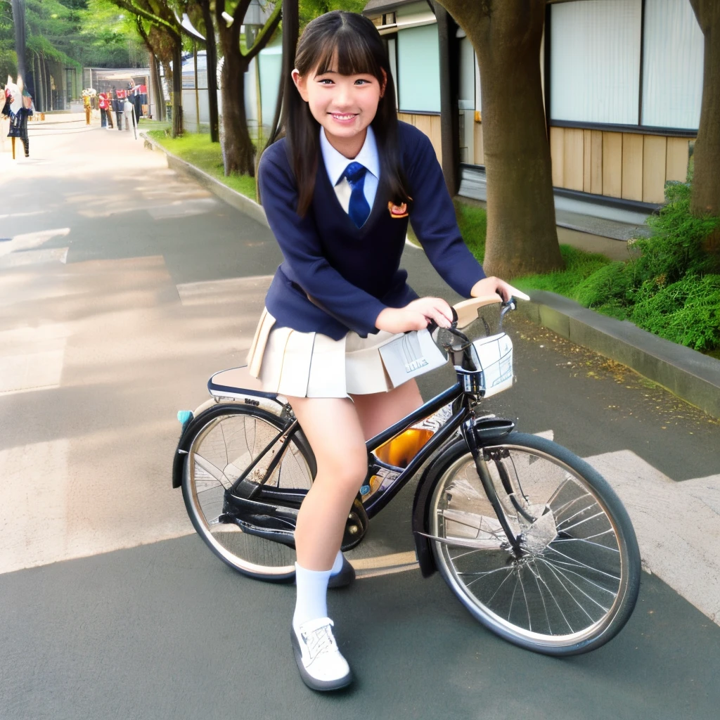 hi-school girl、japanes、kawaii、bicycle、Row、Wagas、Opening legs、thighs thighs thighs thighs、A smile、校服、skirt by the