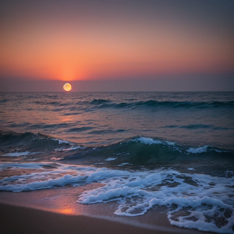 landscape shot　morning glow　Sunset Moon　By the sea　the beach