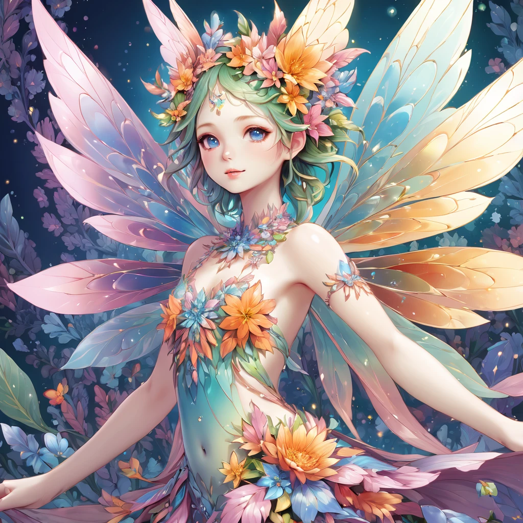 young man, twink, (((male))), (((man))), (((one person))), single, solo, (((very light blonde hair))), (((pink colored eyes))), (medium short hair), (chin-length hair), wavy hair, slim body, ((flat chest)), (((fantasy style))), (((wearing flowers in his hair))), flowercrown, ((pointy ears)), (((light pink colored eyes))), smooth skin, (((transparent clothes))), (((loose top))), ((low cut top)), (wearing fantasy clothes), (((bare legs))), smiling, rocks in the background, tropical flowers, (((picking an exotic flower from a tree))), ((colorful flowers))