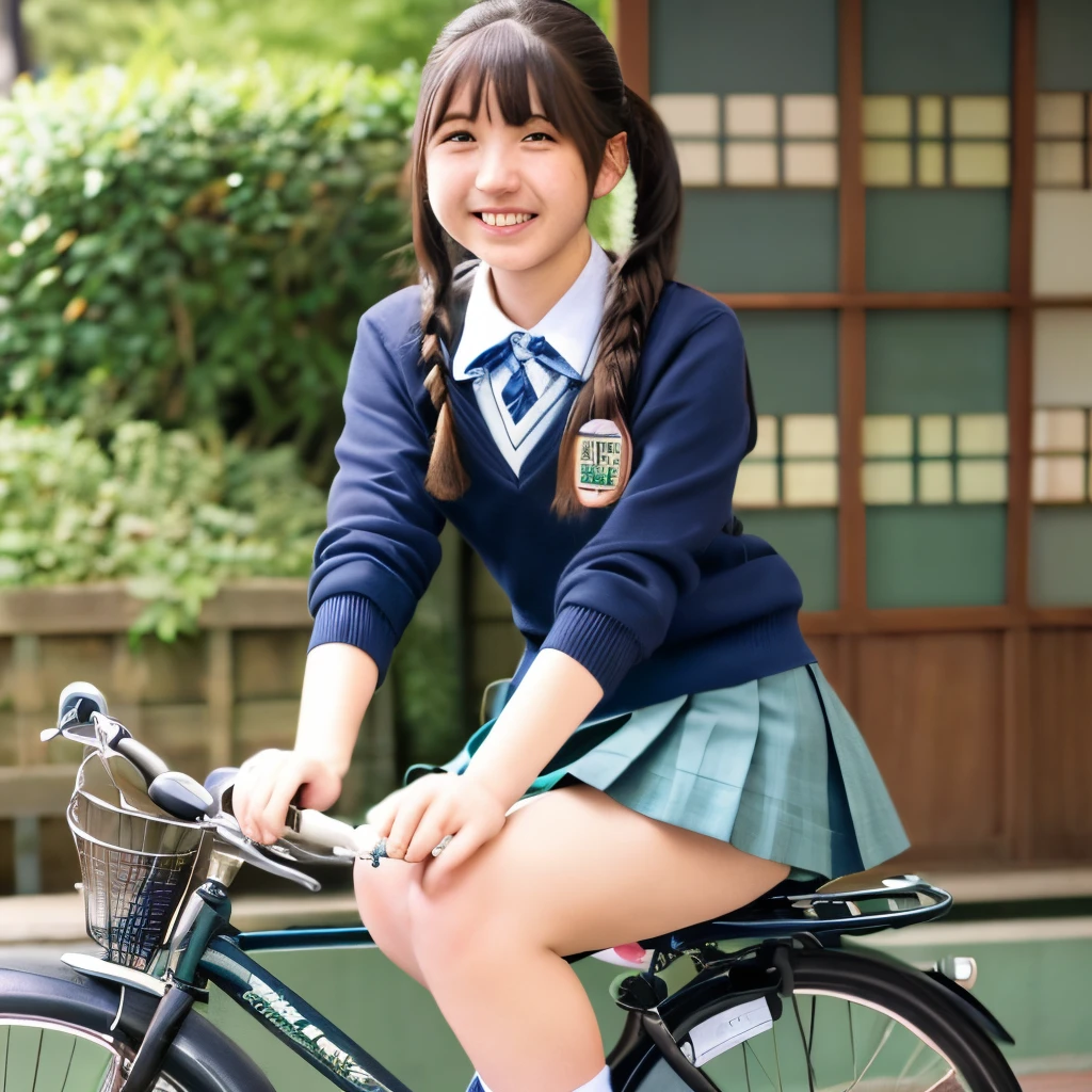 hi-school girl、japanes、kawaii、bicycle、Row、Wagas、Opening legs、thighs thighs thighs thighs、A smile、校服、skirt by the