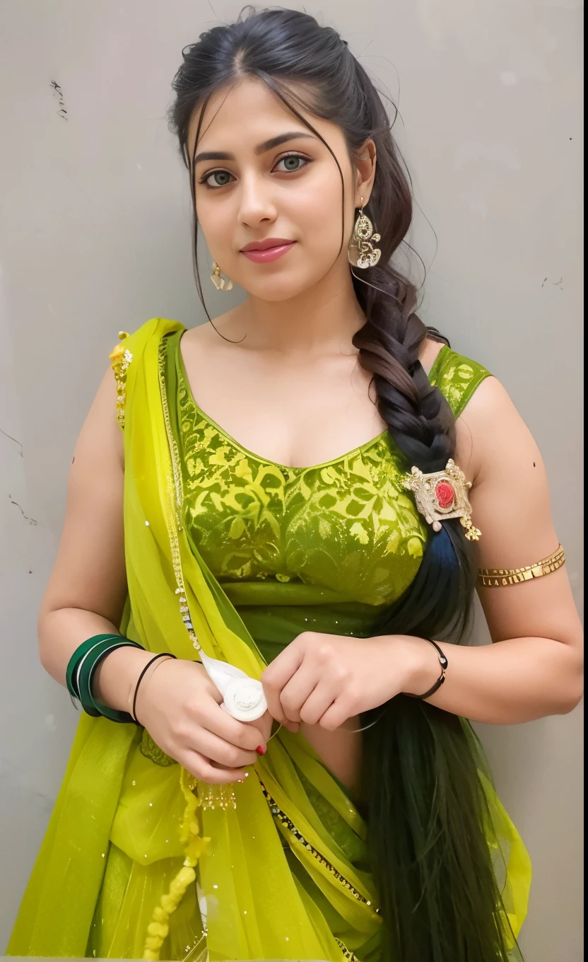 a woman in a green sari posing for a picture, traditional beauty, with lovely look, attractive girl, very beautiful girl, very beautiful enga style, young and cute girl, candid picture, very beautiful photo, very attractive and beautiful, indian, cute beautiful, attractive pose, very extremely beautiful, attractive photo, with beautiful colors, cute photo, very beautiful woman