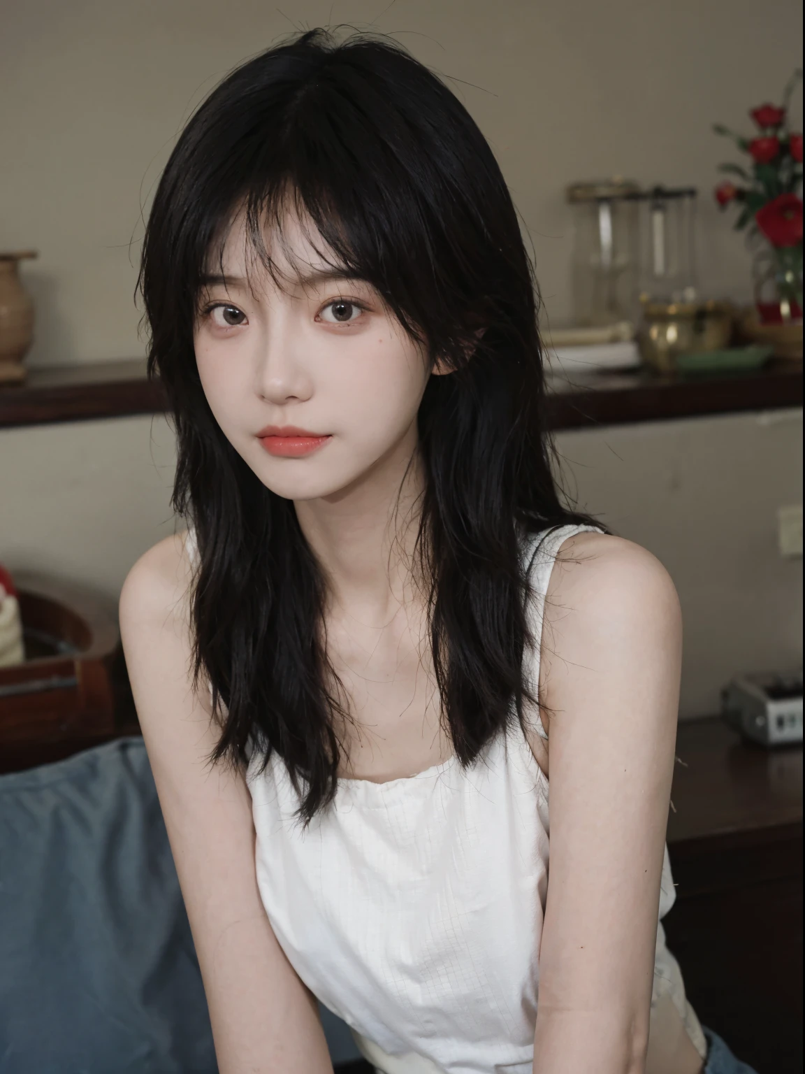 Best quality， 超高分辨率， （realistically：1.4），A woman in a white top poses for a photo, 🤤 girl portrait, beautiful Korean women, gorgeous young korean woman, Korean girls, Urzans, Young and cute Korean face, Cute and delicate face, Those girls&#39; The avatar is cute and exquisite, beautiful young korean woman, young and lovely Asian face, Pale round face, Cute Korean face, Beautiful Asian Girls