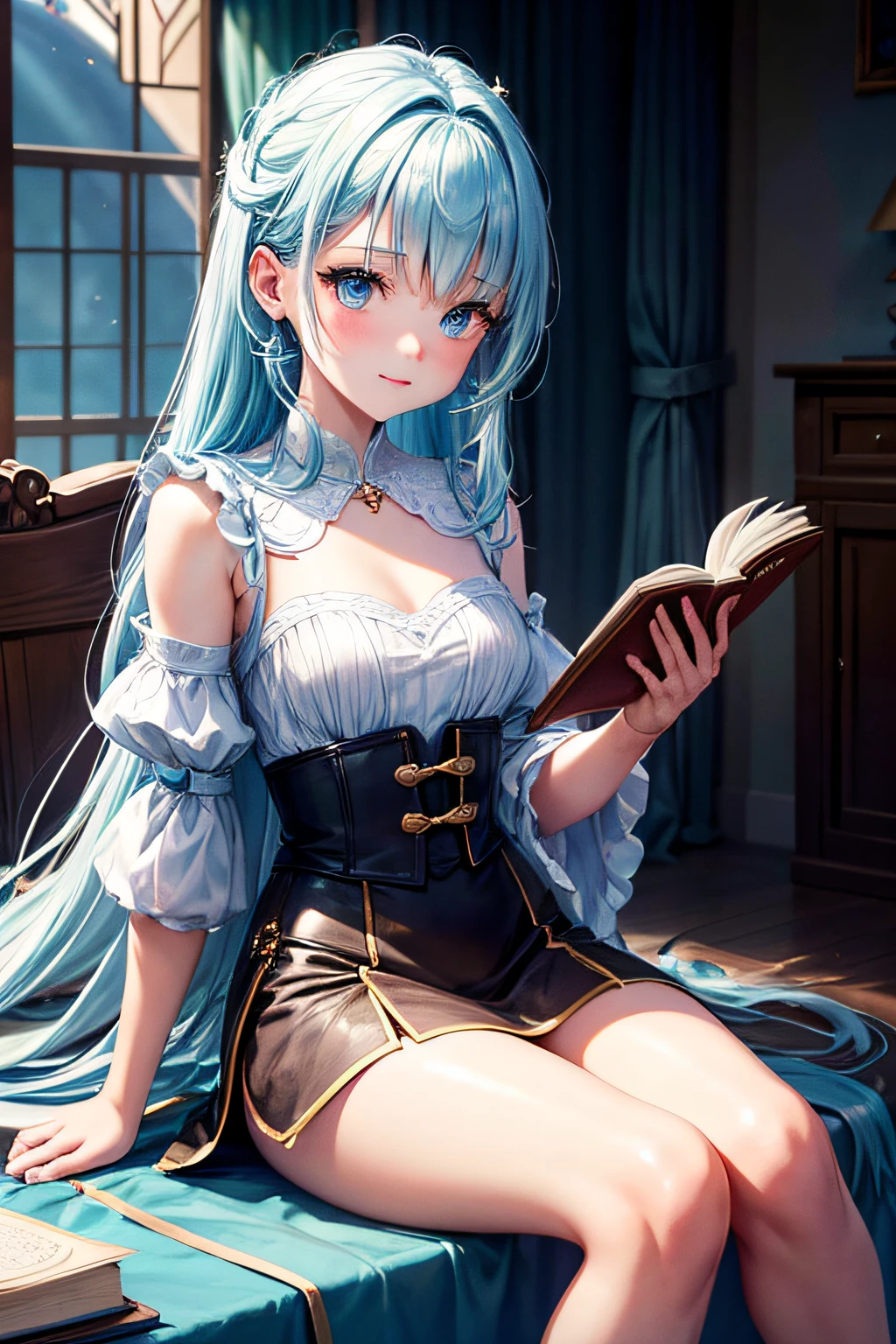 dans un style Disney une magnifique fille avec de longs cheveux bruns elle est assise en tailleur et elle lit un livre. a cote d elle est couche un chien . il y a un lien émotionnel et une lumière diffuse douce et brillante, Tendances sur Instagram, HDR 4k, 8k