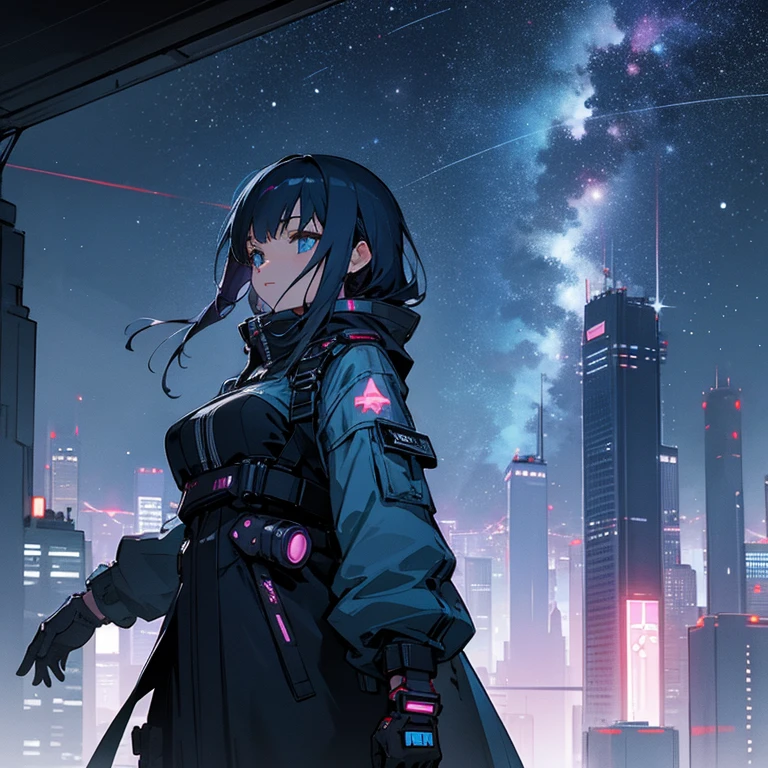 Night Starry Sky City Cyberpunk