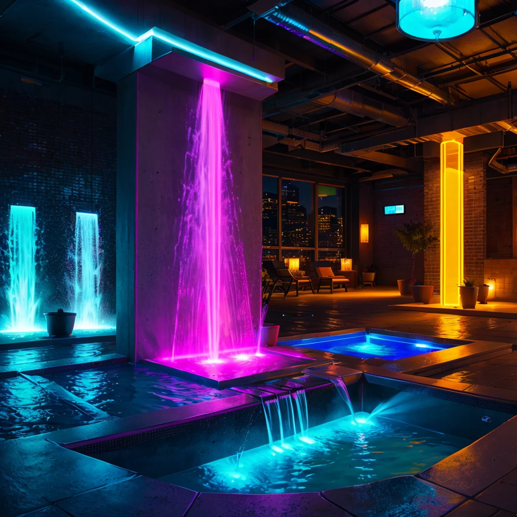 hi-tech, Water Fountains, hitech Fountains, loft, neon, Water