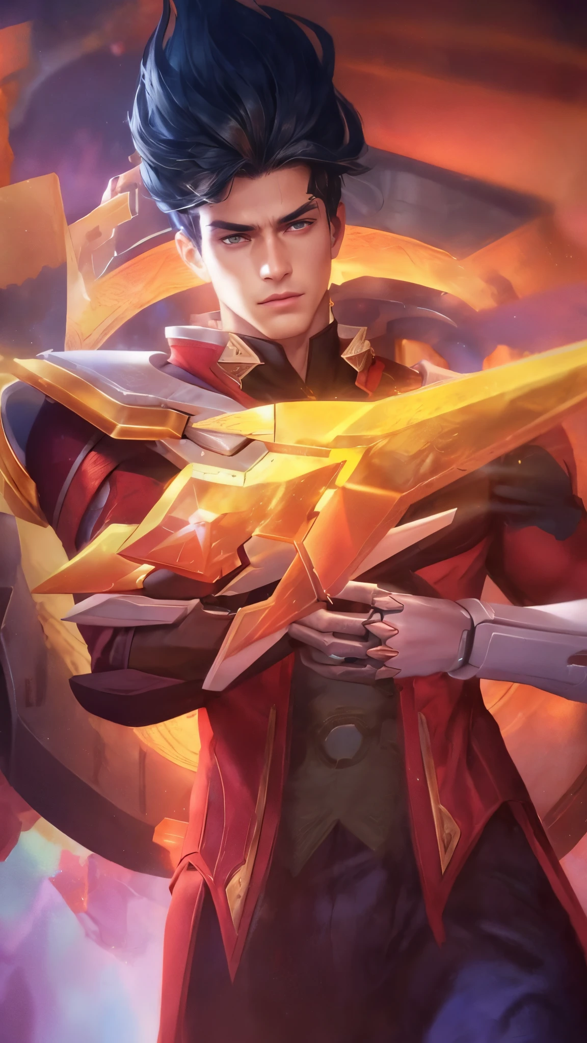 (Intricate Details, Masterpiece, Best Quality, High Resolution, 8k), (1man), (male:1.2), finely detailed eyes and face, toned body, masculine appeal, commanding presence, hot stud, bulging biceps and triceps, well-developed quadriceps and hamstrings, light skin, burgundy straight layered bangs hair, aquamarine eyes,  ornate details,  portrait, solo, half shot, looking down, detailed background, detailed face, (cogpunkai, cogpunk theme:1.1),  tech-mage,   [magic|technology], melding of spellcraft and advanced technology,  intricate [spellcasting clothes|mechanical gear], gear shaped glyphs,  ancient crystals,  [gears|ancient spell],  floating particles,  [innovative|enchanting] aura, high tech vehicle in background,   , finely detailed background, Depth of Field, VFX, young man and handsome, wearing glasses