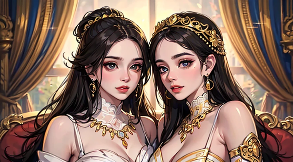 （Positive focus),2girls,duo,navel,(At the Pantheon in Rome,crowd,winter,Snowy),Surrealistic Female Portraits by David Hockney and Alphonse Mucha,Fantasy art,photograph realistic， Dynamic lighting，art  stations,poster for,Volumetriclighting,Very detailed faces,4K,Award-Awarded,Fantastic costumes,Deep shadows,low tune,cowboy lens， （official outfit：1.4）， looking at the camera in， Half-body shot，（（Realistic face））），