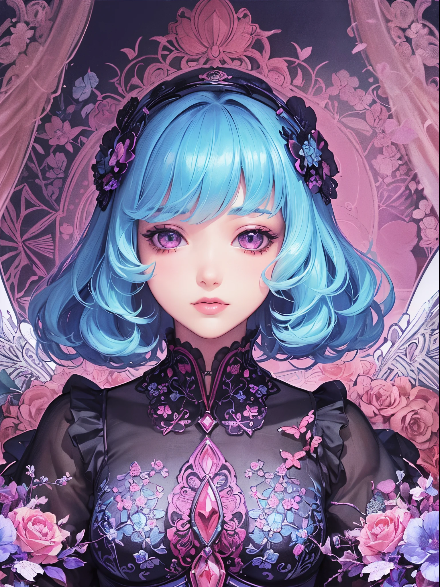Butterfly motif、magenta tone、Vibrant colors、((masterpiece)))、(((top-quality)))、((ultra-detailliert))、(A hyper-realistic)、(highly detailed CGillustration)、Official art、Naples in the early 20th century、Decadent、Madame Papillon、Cool Beauty、Masquerade、refinement、Elegance、Gorgeous、Masks that cover most of the face、Colorful and detailed mask design、matchless beauty、Fans、gorgeous dress、jewely、Female Solo、Perfect Angle、perfect-composition、full body Esbian