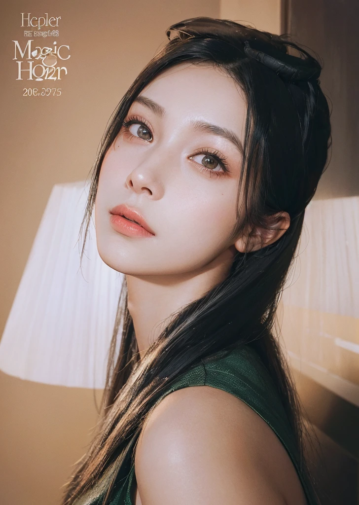 a 20 yo woman, black hair, (hi-top fade:1.3) soothing tones, muted colors, high contrast, (natural skin texture, hyperrealism, soft light, sharp), (Long hair), with bangs, close-up