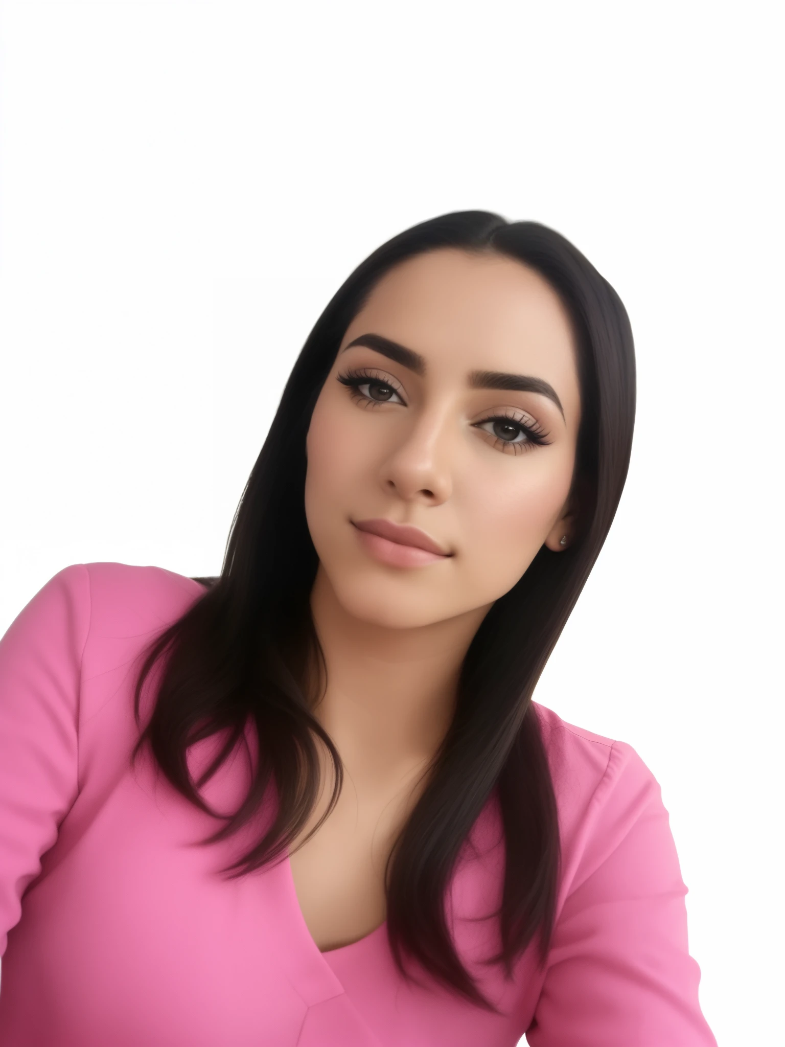 um close up de uma mulher de camisa rosa segurando um celular, Alanis Guillen, Estefania Villegas Burgos, Anos Imane, fernanda suarez, Adriana DXIM, na frente de um fundo preto, taken in the early 2020s, Lorena Avarez, Parece Fabiula Nascimento