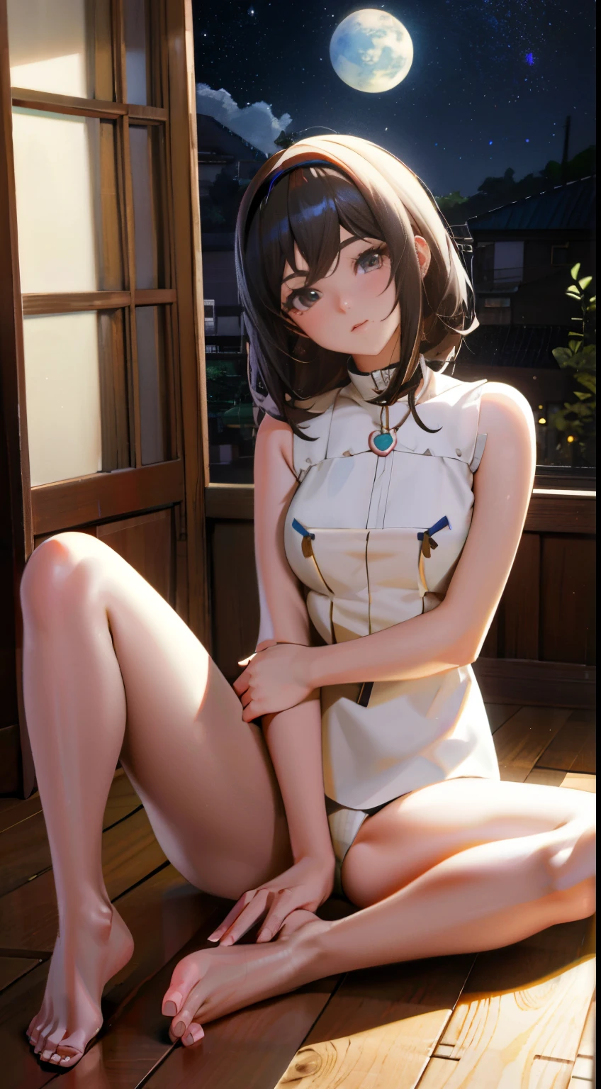 woman sitting on the wooden floor in front of a window,  anime sedutora, 3 d anime realista, arte cg anime suave, lindo anime sedutor adolescente, photorealistic anime girl rendering, imagem ultra realista, 3d menina, aluna hiperrealista, Estilo anime 3D realista, menina anime realista, corpo perfeito sombreado realista, corpo perfeito fotorrealista