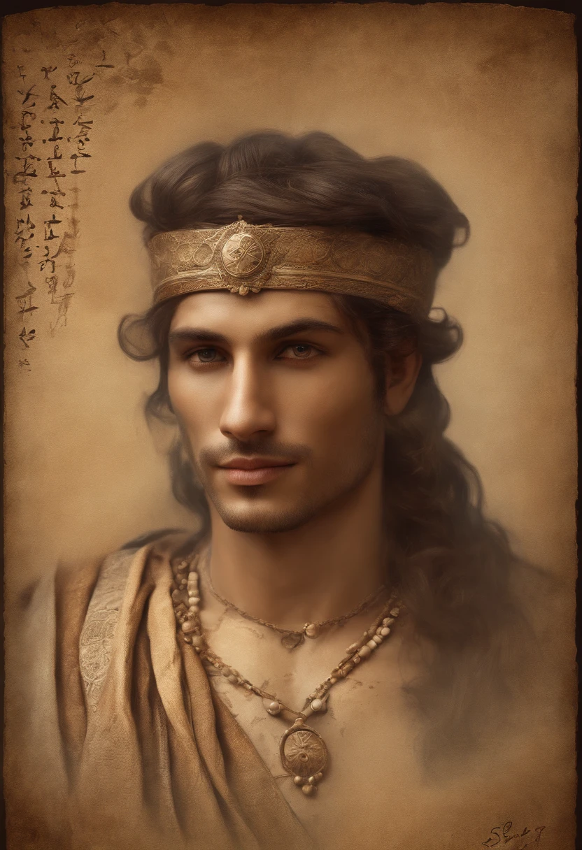 A photo of an ancient, weathered scroll with faded ink and mysterious symbols.,original,Sebastian Sallow is a male of average height with bronze brown hair and brown eyes. His skin is slightly tanned and covered in freckles. He has an oval face and is almost constantly smiling. He has full lips and thick brows. His body is lean but still soft.