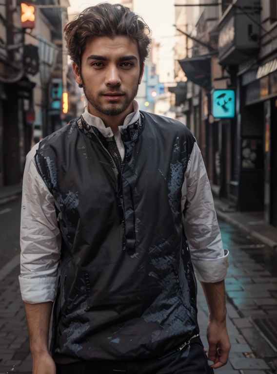 Change background cyberpunk handsome boy. Realistic face. 8k, ultra realistic