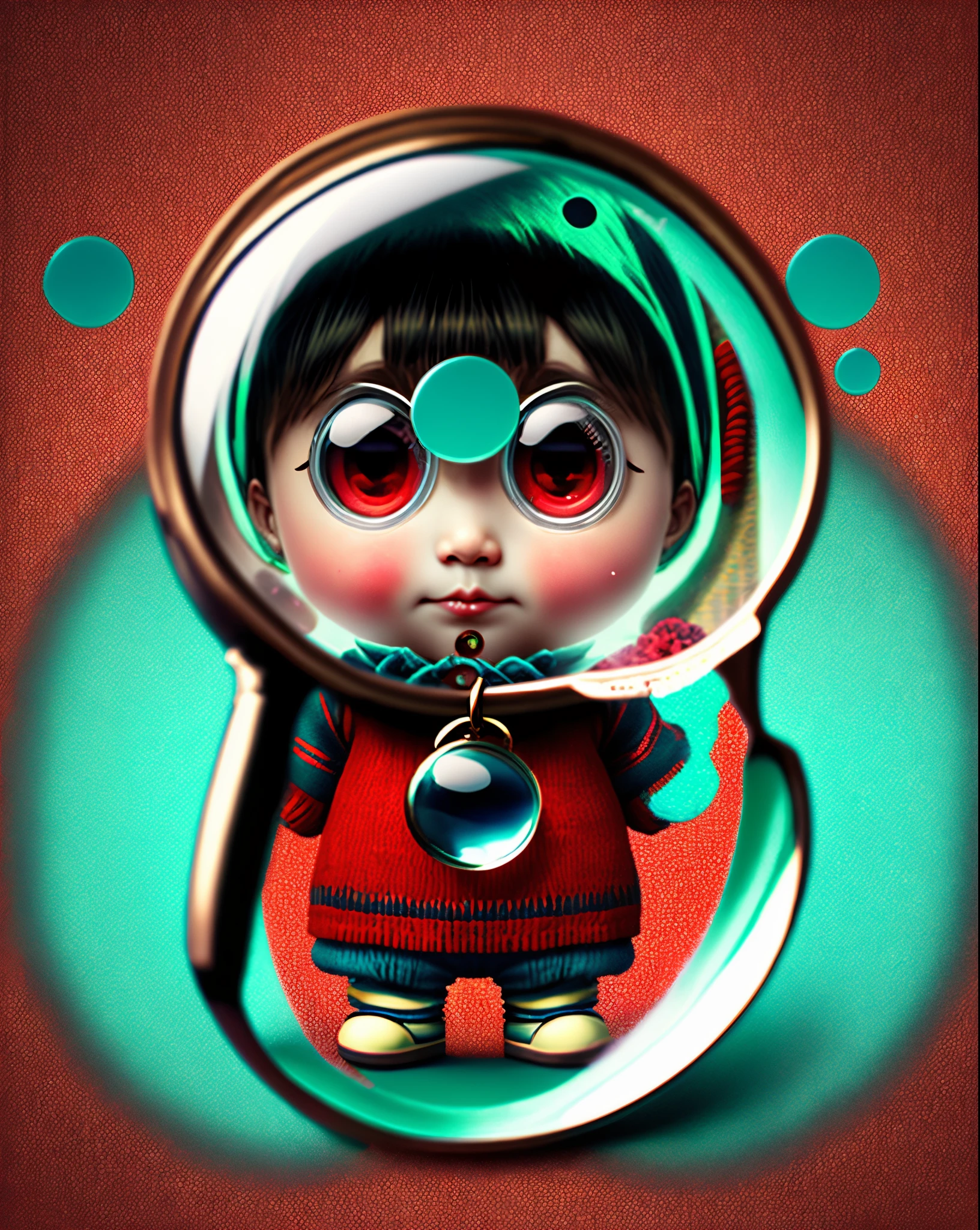 Magnifying glass red cute humanoid