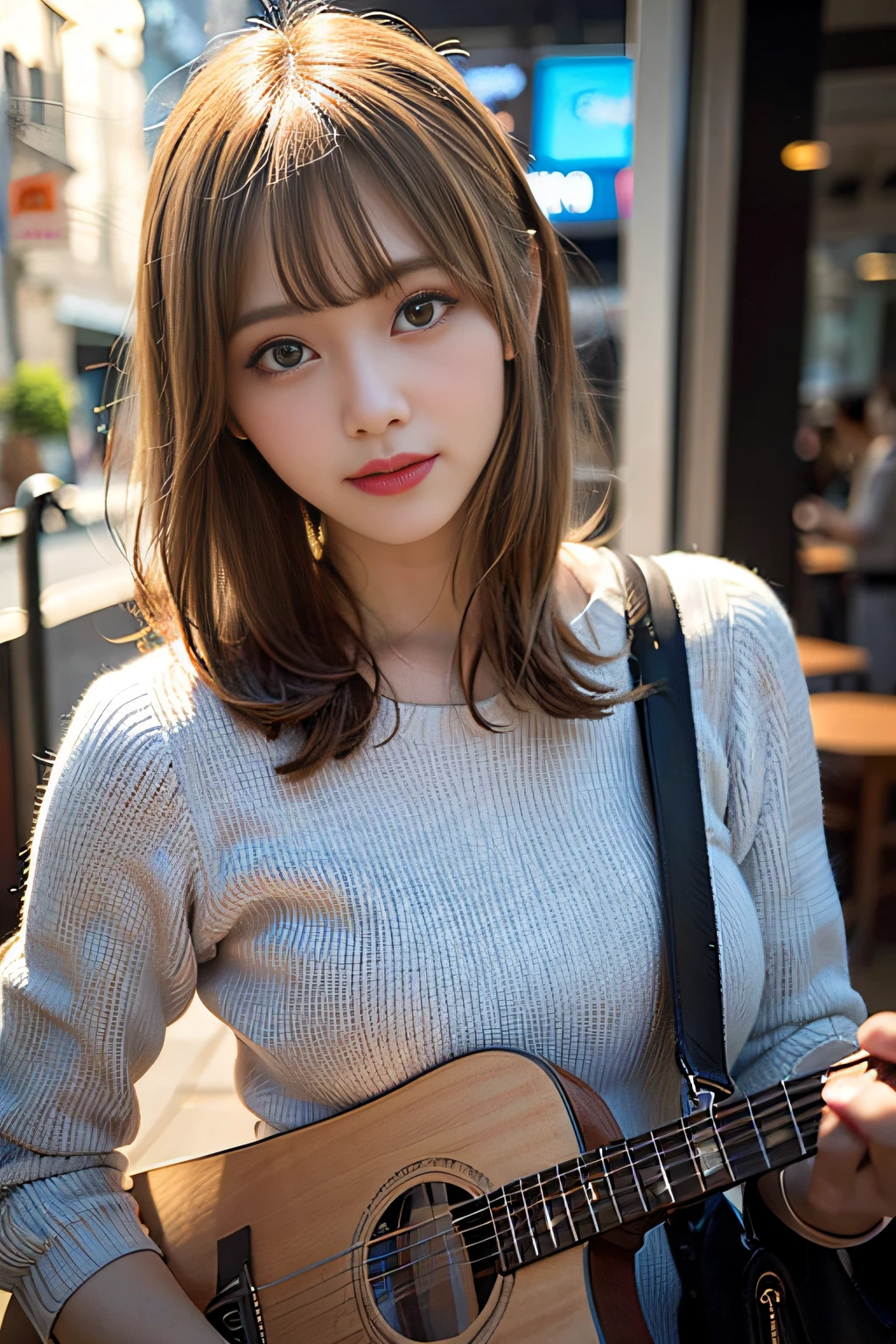 (8K, Raw photo:1.2),Detailed face and eyes,Best Quality, 超A high resolution, Highly detailed ,intricate detailes ,masutepiece ,Cute Girl , Soft cinematic light, Hyper-detailing, High quality,a blond, bob cuts, knit, The mesh is large