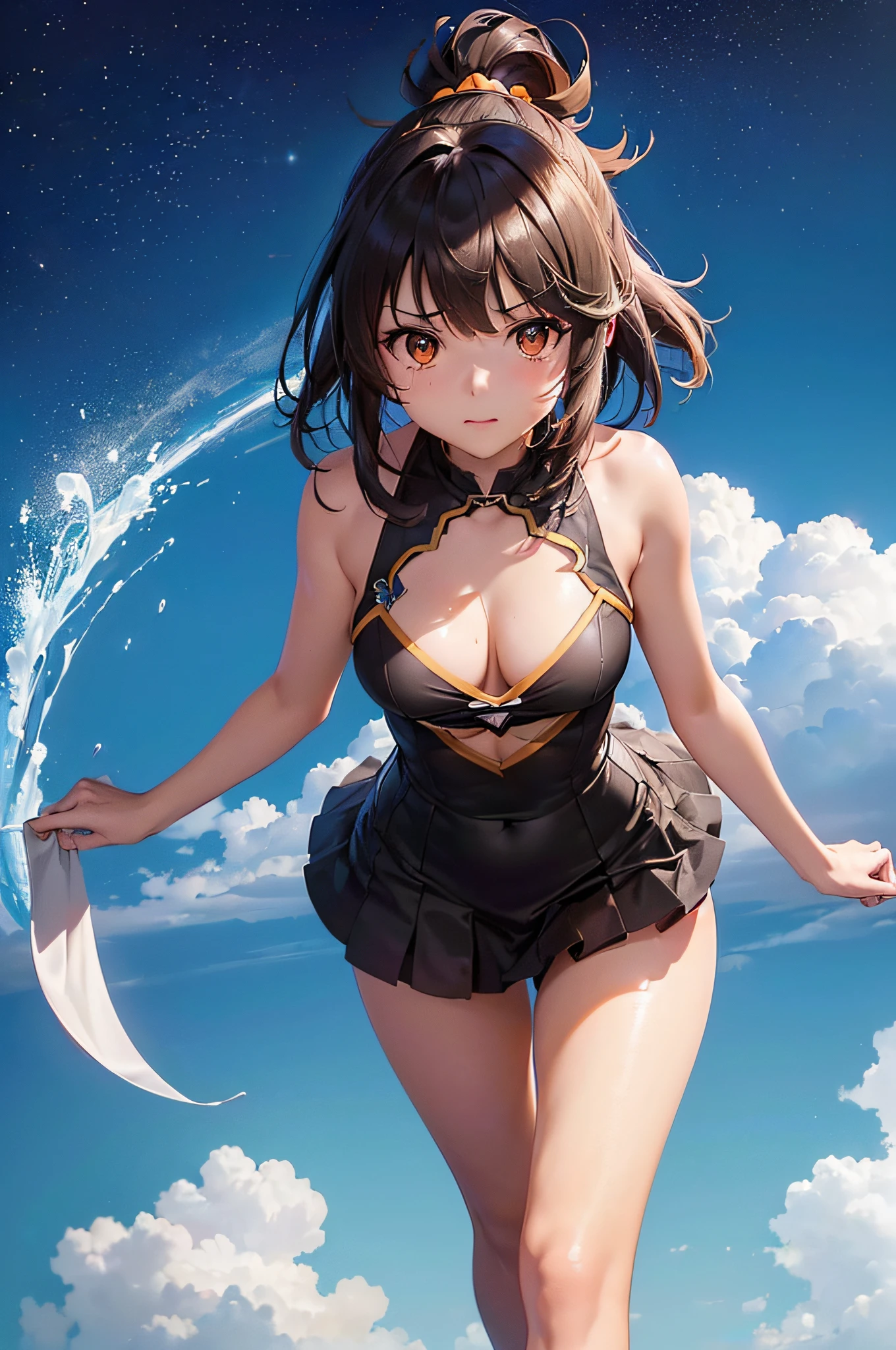 (((profesional: Paso a paso, taking into account even the smallest detail, final result god level))): "Konosuba: Megumin, (solo 1girl), very sexy Megumin, orange size tits, Megumin whith explosive magic, full body, cowboy shot, (all intricate details)"