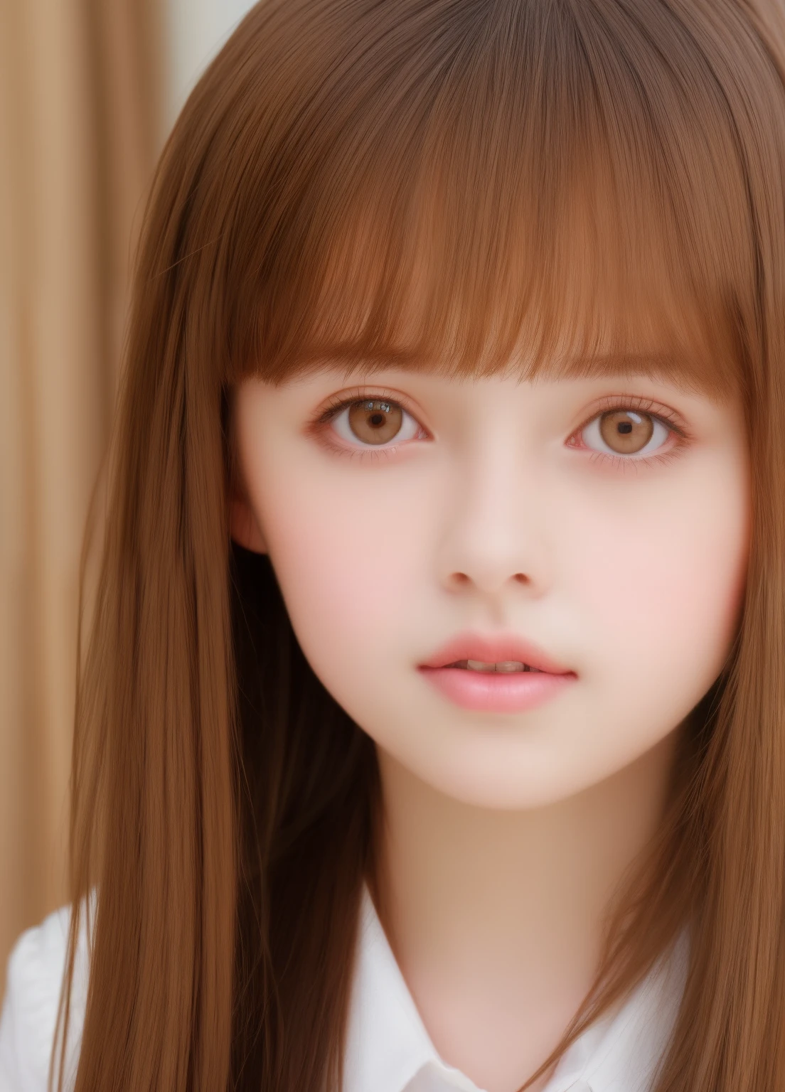 a close up of a cartoon girl with brown hair and brown eyes, kawaii realistic portrait, detailed anime soft face, semi realistic anime, realistic anime face, semirealistic anime style, cute natural anime face, high detailed face anime, inspired by Miwa Komatsu, anime realism style, made with anime painter studio, realistic young anime girl, face anime portrait