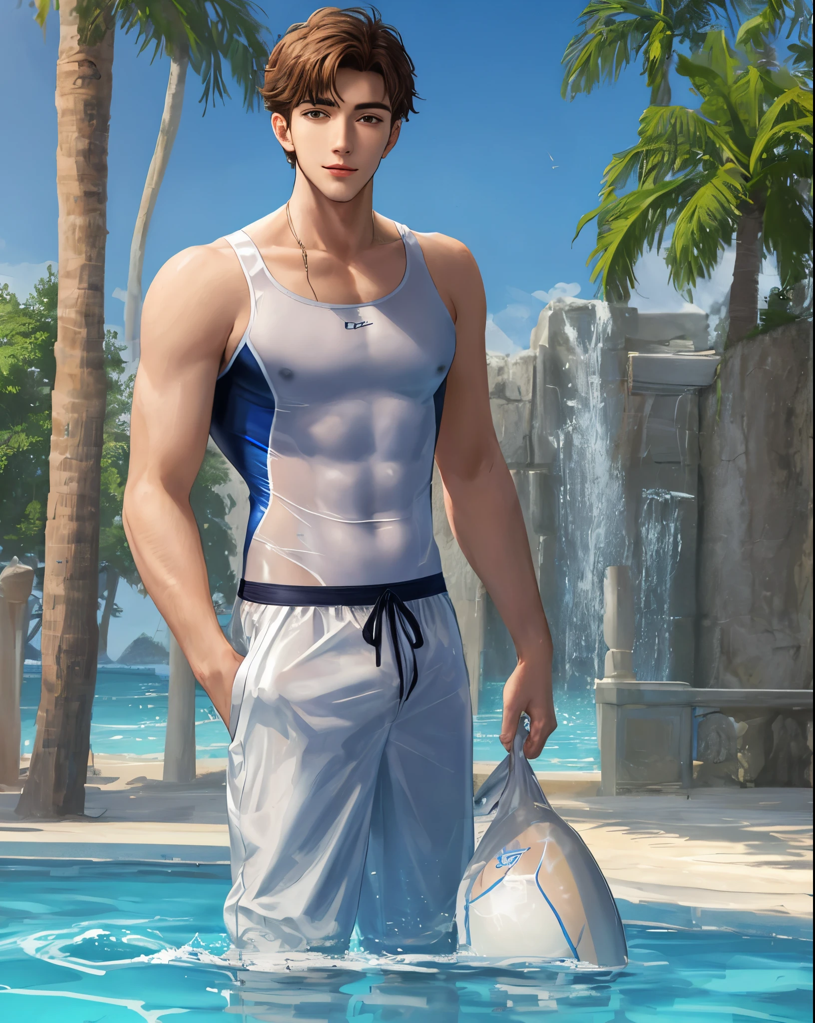 Handsome young man in a swimsuit