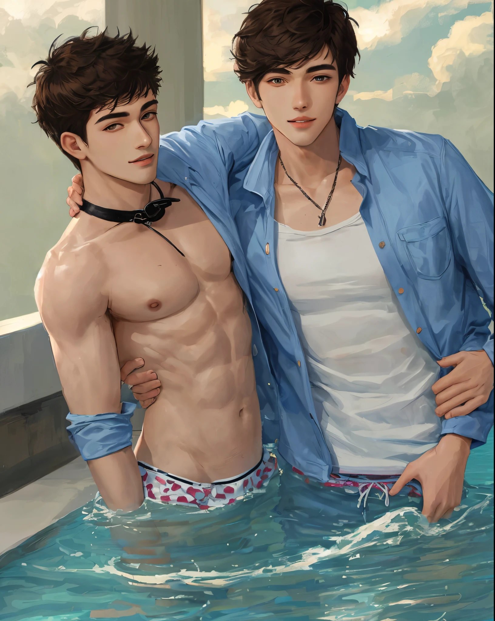 Handsome young man in a swimsuit
