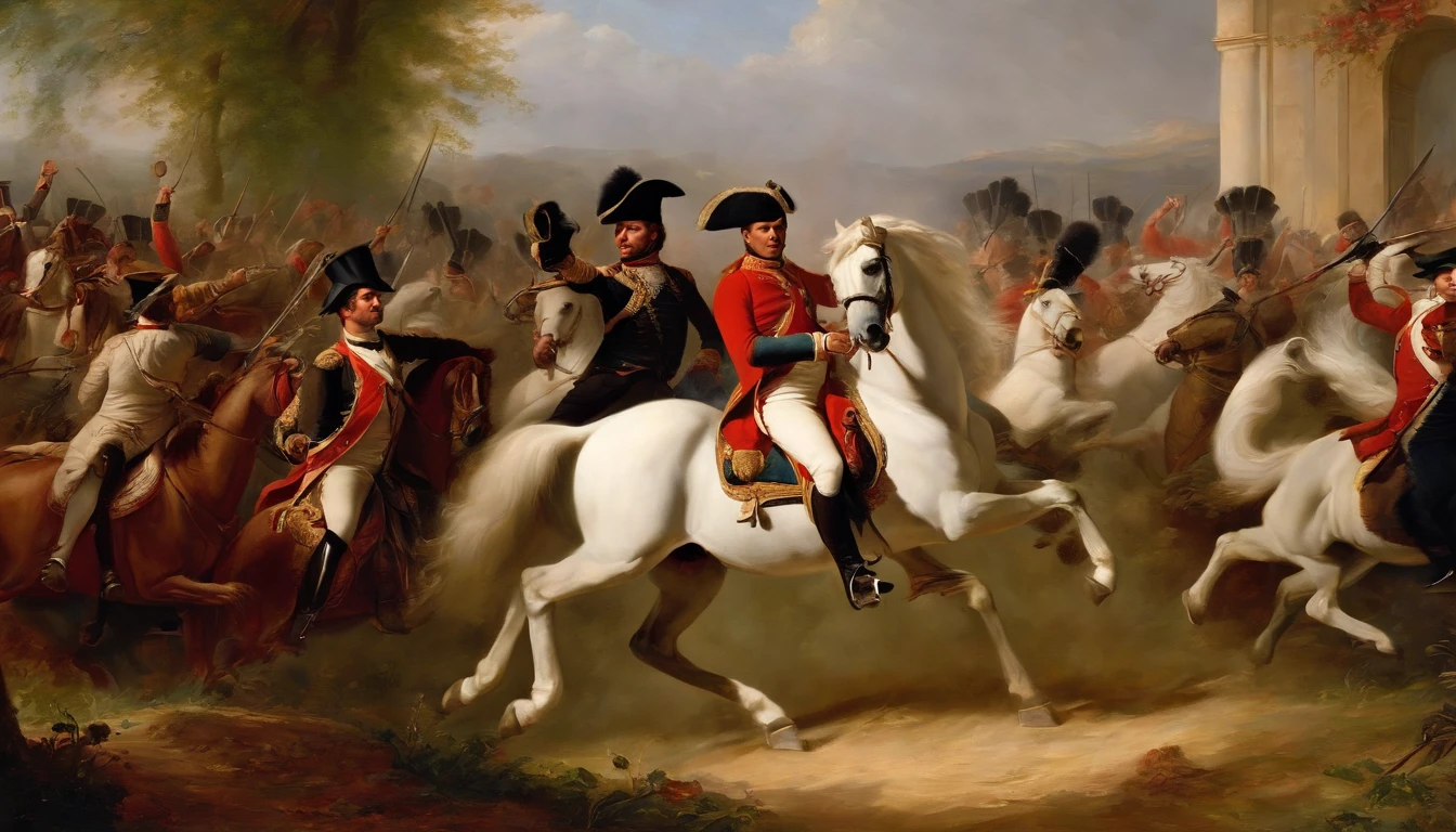 Napoleon Bonaparte confrontando soldados