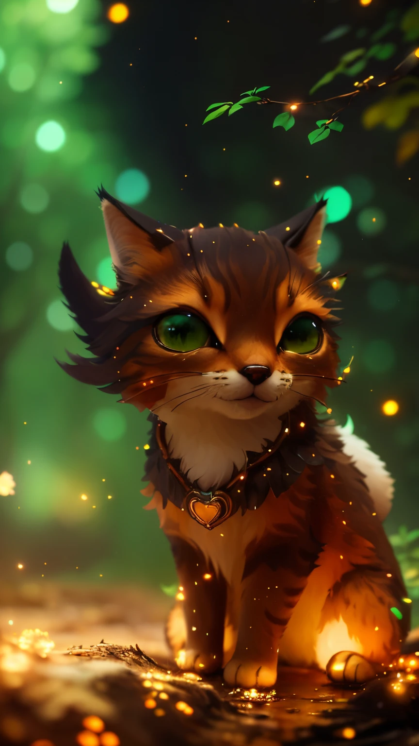 cat sitting in the mud, adorable digital painting, Epic concept art. bokeh, cute detailed digital art, highly detailed 4k digital art, furry digital art, ethereal fox, 4k detailed digital art, Adorable glowing creature, Cute forest creature, Cute digital art, furry fantasy art, glowing lights! Digital Painting, fantasy style 8 k octane render
