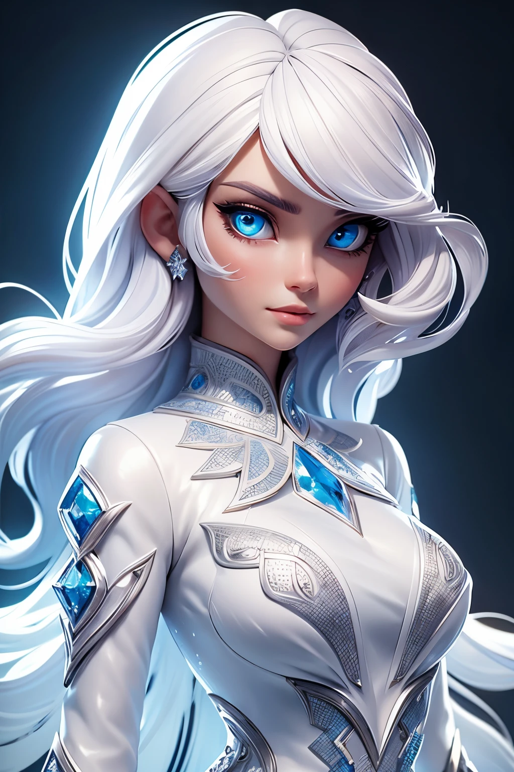 a close up of a woman with white hair and a blue diamond, concept art | artgerm, artgerm detailed, fantasy concept art portrait, extremely detailed artgerm, artgerm portrait, artgerm. high detail, ig model | artgerm, artgerm on artstation pixiv, alexandra fomina artstation, stunning character art