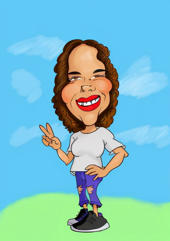 desenho de uma mulher com cabelos cacheados e uma camisa branca, retrato dos desenhos animados, in cartoon style, caricature illustration, estilo caricatura, caricatura!!!, arte digital dos desenhos animados, desenho animado altamente detalhado, charicatura, arte dos desenhos animados, desenho animado de arte digital, caricatural, pintura digital dos desenhos animados, caricatura, arte dos desenhos animados, Cartoon style illustration, esty, Colorido digitalmente, estilo de arte dos desenhos animados