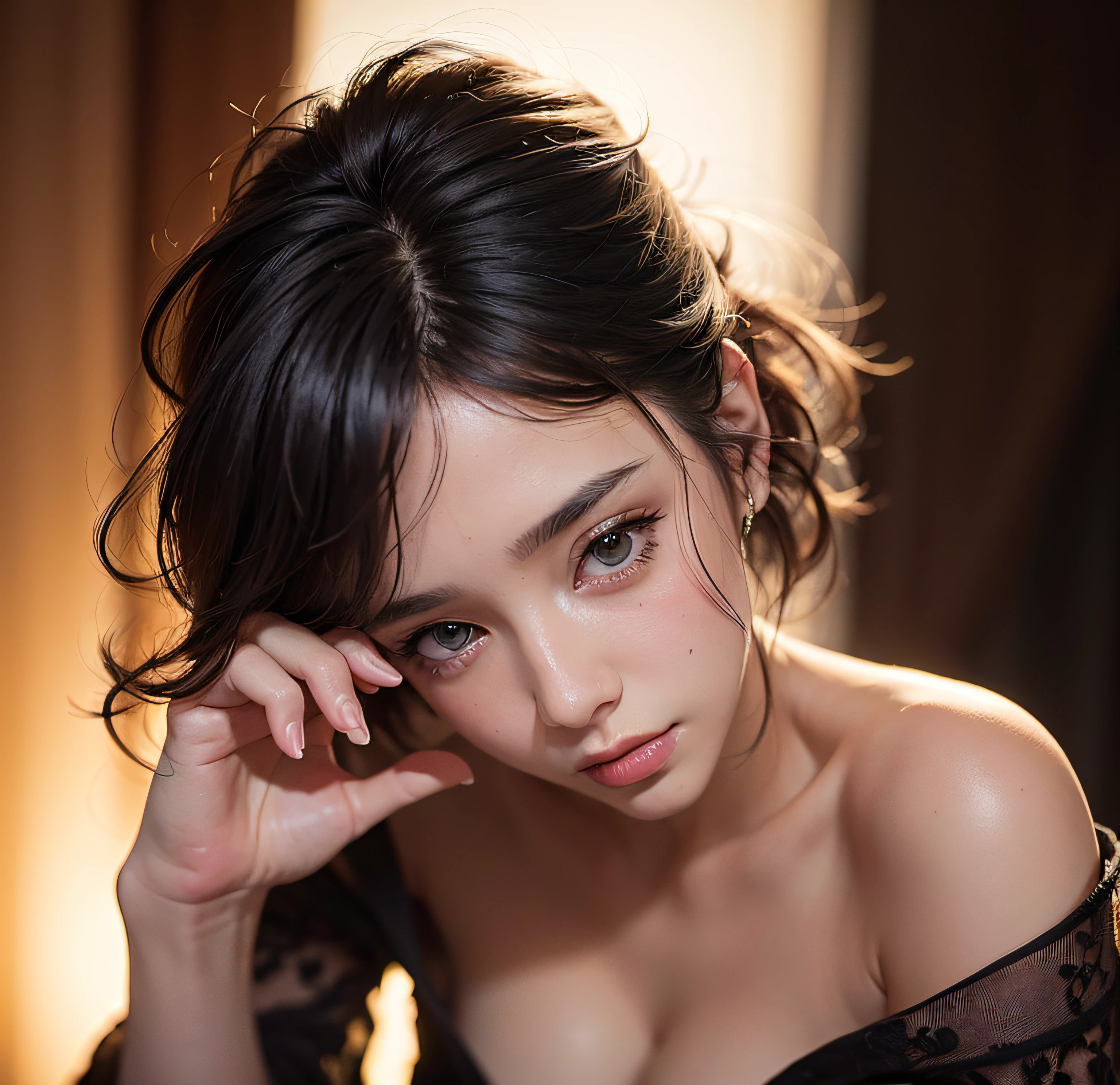Random posture, mix4,(8k, RAW photo, best quality, masterpiece:1.2), (realistic, photo-realistic:1.37),1girl,cute,cityscape, night, rain, wet, professional lighting, photon mapping, radiosity, physically-based rendering,, gradient black colour hair,, White hair, short curly hair, handsome, girl, white ball suit, top quality picture, high resolution, 1080p, (clear face), (detailed facial description), (detailed hand description), (masterpiece), (exquisite CG), extreme light and shadow, messy hair, master's work, rich details, (fine facial features), (highest quality picture), (masterpiece), (detailed eyes),Look ahead with your eyes,Fine collarbone