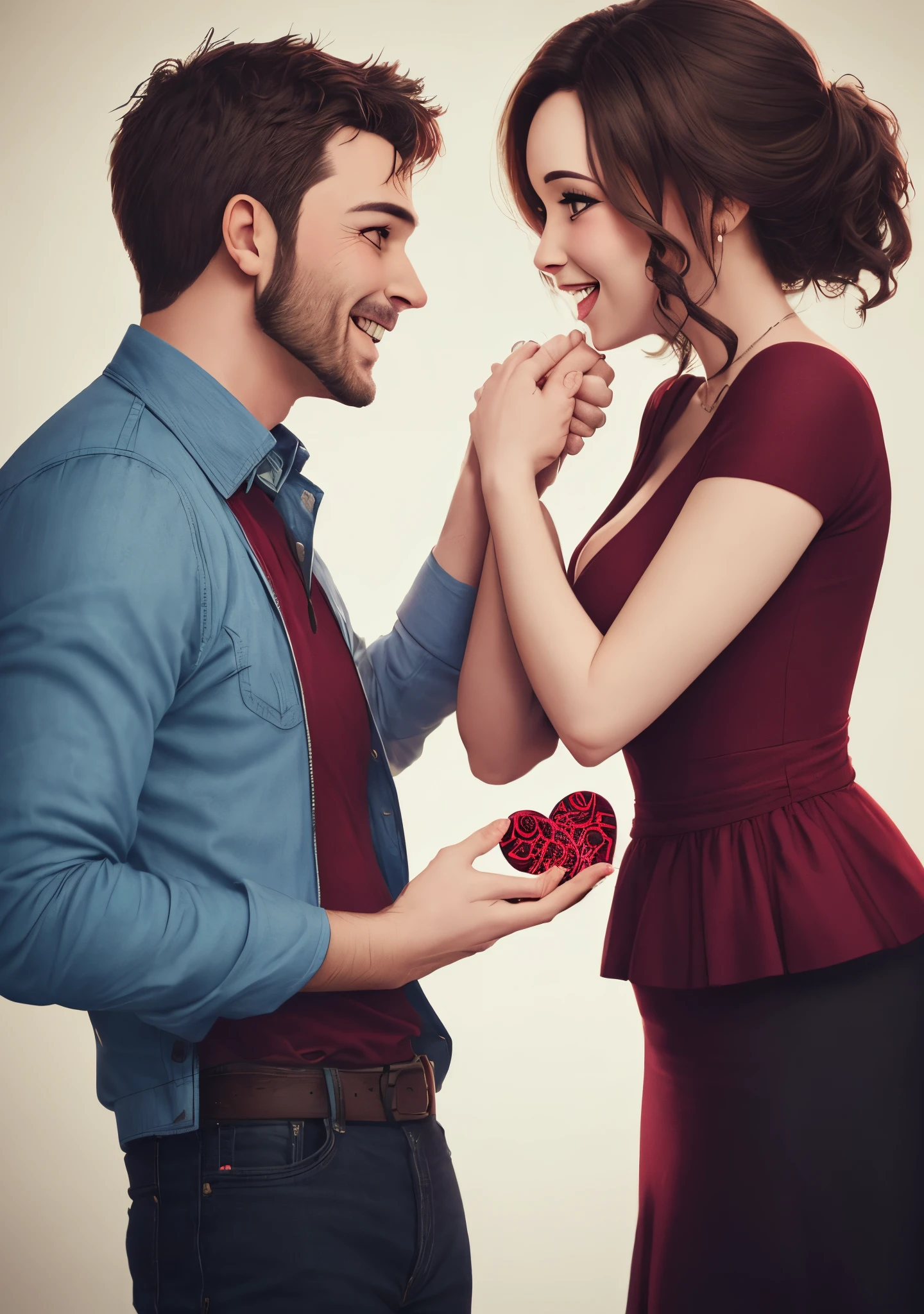 A woman giving her heart to a man,com medo que ele o quebre.confidence,8k,