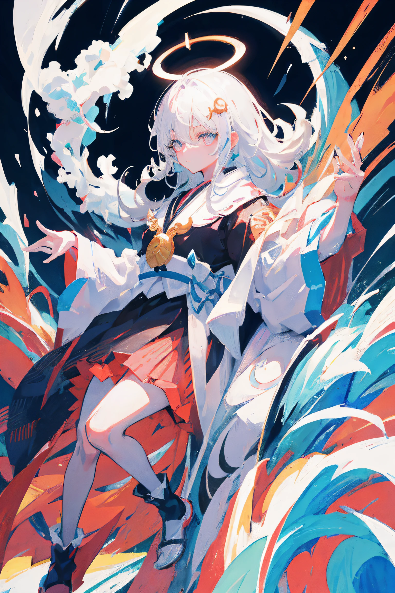 Japanese cartoon, Black and white, girl, The eye, the hair, The eye, the hair, The eye, The eye, The eye, The eye, The eye, The eye, The eye, The eye,, finely detailled. Japanese cartoon. tentaculata, Digital art on Pixiv, white-haired god, Popular topics on artstation pixiv, from the night of the ark, clean and meticulous anime art, Zero art, detailed anime art
