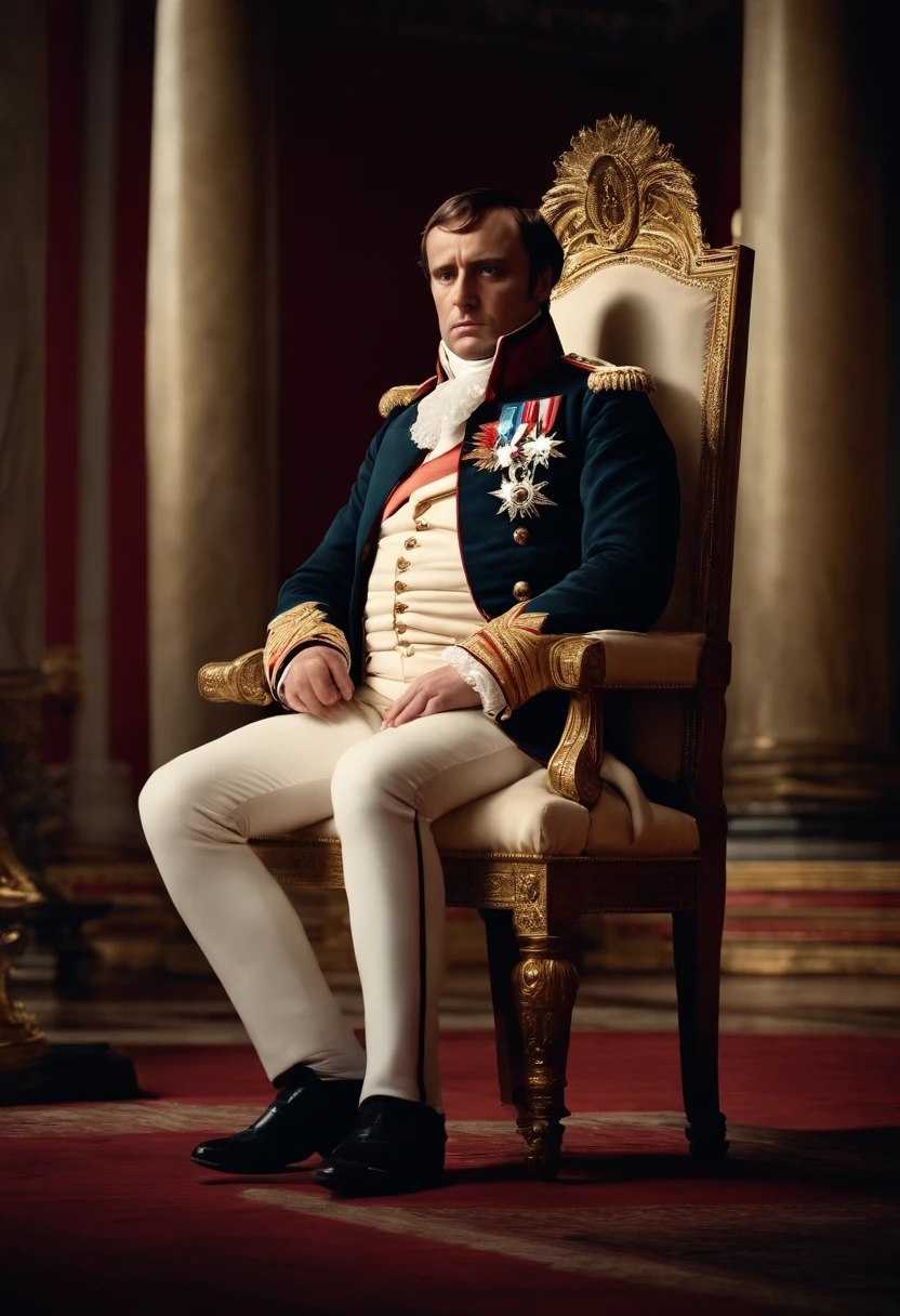 Depicting Napoleon seated on a majestic throne, avec la devise "NON, I Am the Throne" Written around. Montrez-le comme le centre du pouvoir, Cinematographic without Napoleon