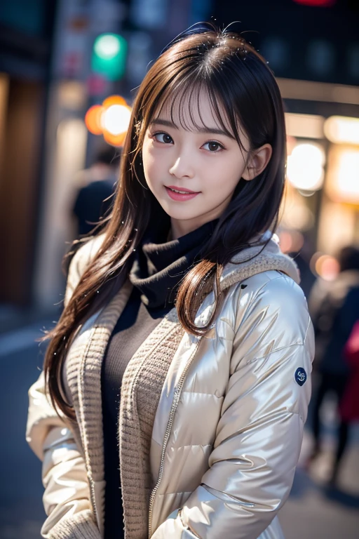 1 woman, japanese, 18yo, smily, ennui, idol face, kawaii, ahegao, erotic_look, baby face, adorable, delicate body, facial lighting, (chiseled face), pure skin, (shiny skin), (small mouth), full body
break
A woman stands with her thighs open, wrapped in a wool_scarf, wearing puffer jacket, mini_short, (black fishnet) and a V-neck sweater, Shibuya at sunset with heavy snowfall, her cleavage, (taken from below:1.3), beautiful legs
break
Top Quality, Masterpiece, Ultra High Resolution, (Photorealistic: 1.4), RAW Photo, Perfect Anatomy, Physically Based Rendering, Depth of Field, Fujifilm X-T3, Perfect Composition