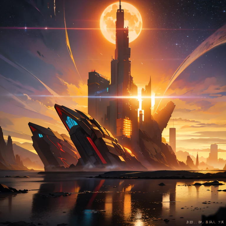 he Great Rift Valley region of the Martian Mo River alluvial plain,Rock Sugar Onyx nuclear-powered command gunboat Black Gold Cruiser Tower Snow Red Marble Glow Space Station 1:3 Models,starrysky,Cyberpunk art of a,Rembrandt light,Detail portrayal,macro shot,surface reflection,high definition detail,Dingdall effect,Light and shadow intensification,The light shines,particle fx,3D modeling,Surface reflected light,detail-rich,The texture is delicate,Strong visual impact,Hyper-detailing,A high resolution,high saturated,Ray traching,Light and shadow effects,16K smooth,A high resolution