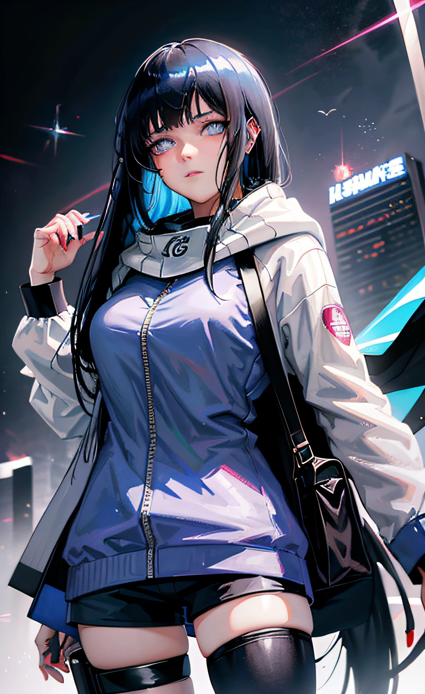 anime girl with long black hair and blue eyes in a black top, cyberpunk anime girl, anime style 4 k, female cyberpunk anime girl, digital cyberpunk anime art, jet black haired cyberpunk girl, beautiful cyberpunk girl face, portrait anime girl, portrait anime space cadet girl, cyberpunk anime girl in hoodie, digital anime art, anime cyberpunk art, hinata,