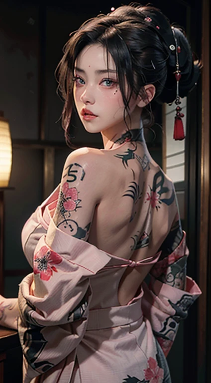 There is a woman squatting on the tatami,(((A MILF: 1.4))), (Beautiful curves:1.35),(((Dark skin))),Curvy physique,, Thick body，((Large )),((Completely lean )), (((Pinching the crotch while wearing a yukata))),((Take off your yukata)),((pubes)), sakimicchan, model in Japan，((Sexual suggestiveness)),Smiling, closeup cleavage,(Fechin oil painting - Fechin oil painting , oil painted), 00
