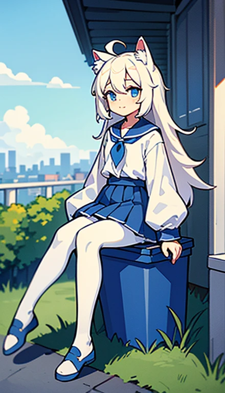 {{cute anime face}}, (best quality),glitch art,(Pixel art),grain,a pixel girl,pixel face,pixel body, solo, skirt, sky, sitting, white pantyhose, cloud,outdoors, neckerchief ,day, bangs, fence, shirt, ahoge, rooftop, long hair, white pantyhose,white hair,beautiful eyes, white skirt, white, animal ears, blue sky,white shirt, looking at viewer, closed mouth,cat ears, chain-link fence, white skirt, cloudy sky, trash can, pleated,no shoes,hight buildings in distance,cityfull body,city in distance,(pixel)
Negative prompt: lowres, bad anatomy, bad hands, text, error, missing fingers, extra digit, fewer digits, cropped, worst quality, low quality, normal quality, jpeg artifacts, signature, watermark, username, blurry,bad feet,EasyNegative
Steps: 35, Sampler: DPM++ 2S a Karras, CFG scale: 7, Seed: 364100734, Size: 448x768, Model hash: e729bb2a94, Model: Free Furnace 73, Denoising strength: 0.52, Clip skip: 2, ENSD: 31337, Version: v1.2.1, Hires upscale: 1.8, Hires upscaler: Latent (nearest)