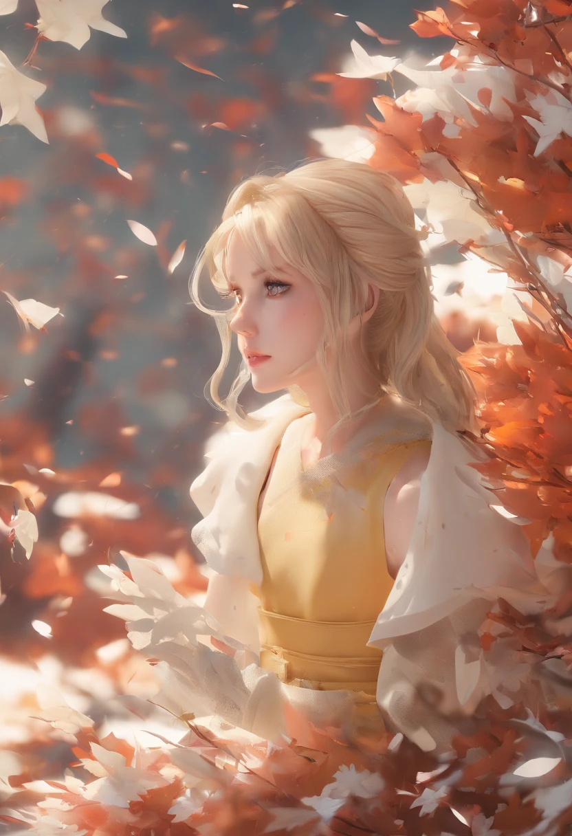 (oil painted, tmasterpiece, Best quality at best, ultra - detailed, Focus on character), blond with short hair, ([standing back:0.8]|[ Face back:1.1]), serius face, ([cold scene:1.2]|[ Snowy background:1.3]| [hight contrast:1.1])