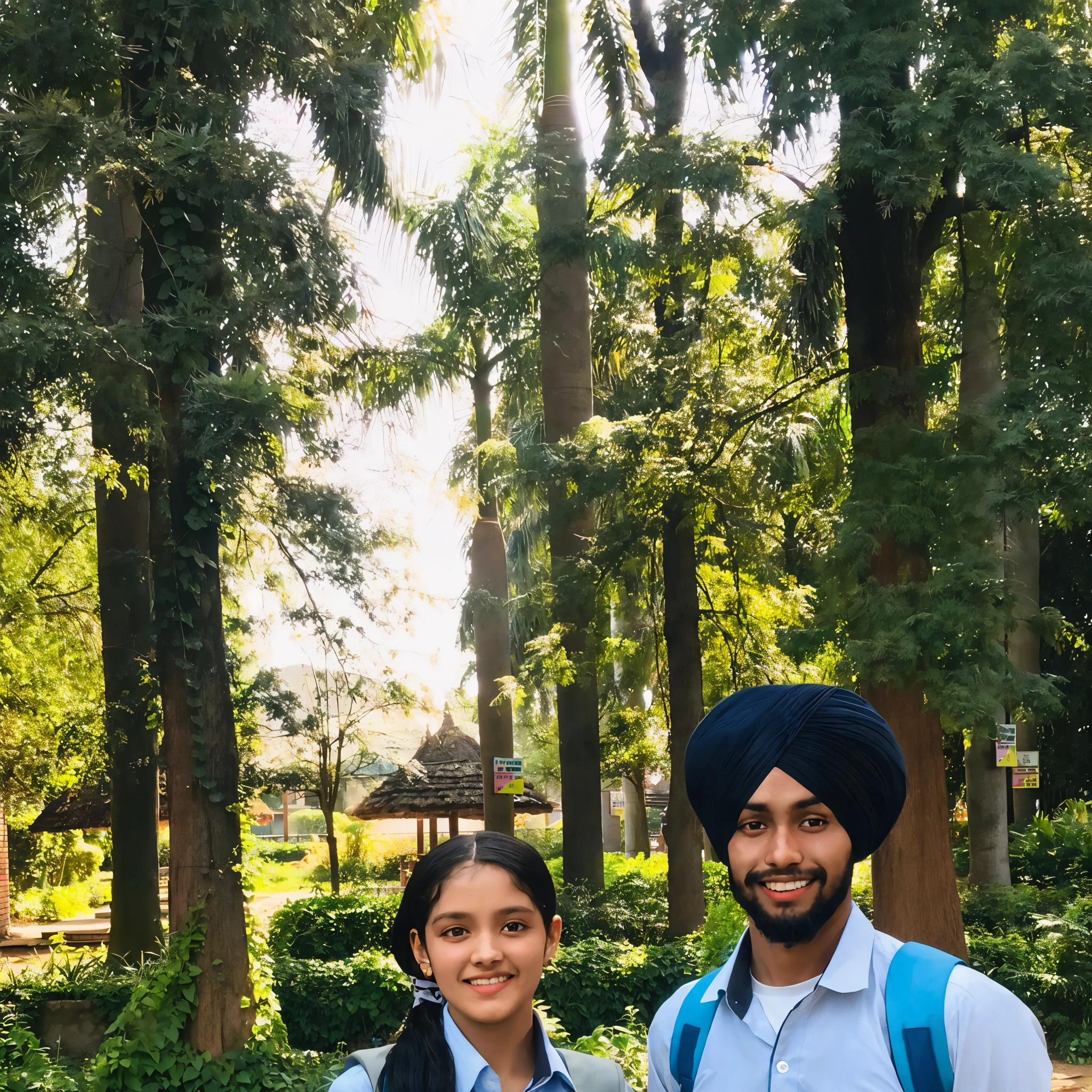 there are two people standing in a park with trees in the background, wearing school uniform, wearing a school uniform, taken with sony alpha 9, in the background, in front of a forest background, trees in the background, shot on nikon z9, shot on sony a 7, thought-provoking, taken on iphone 14 pro, taken on iphone 1 3 pro