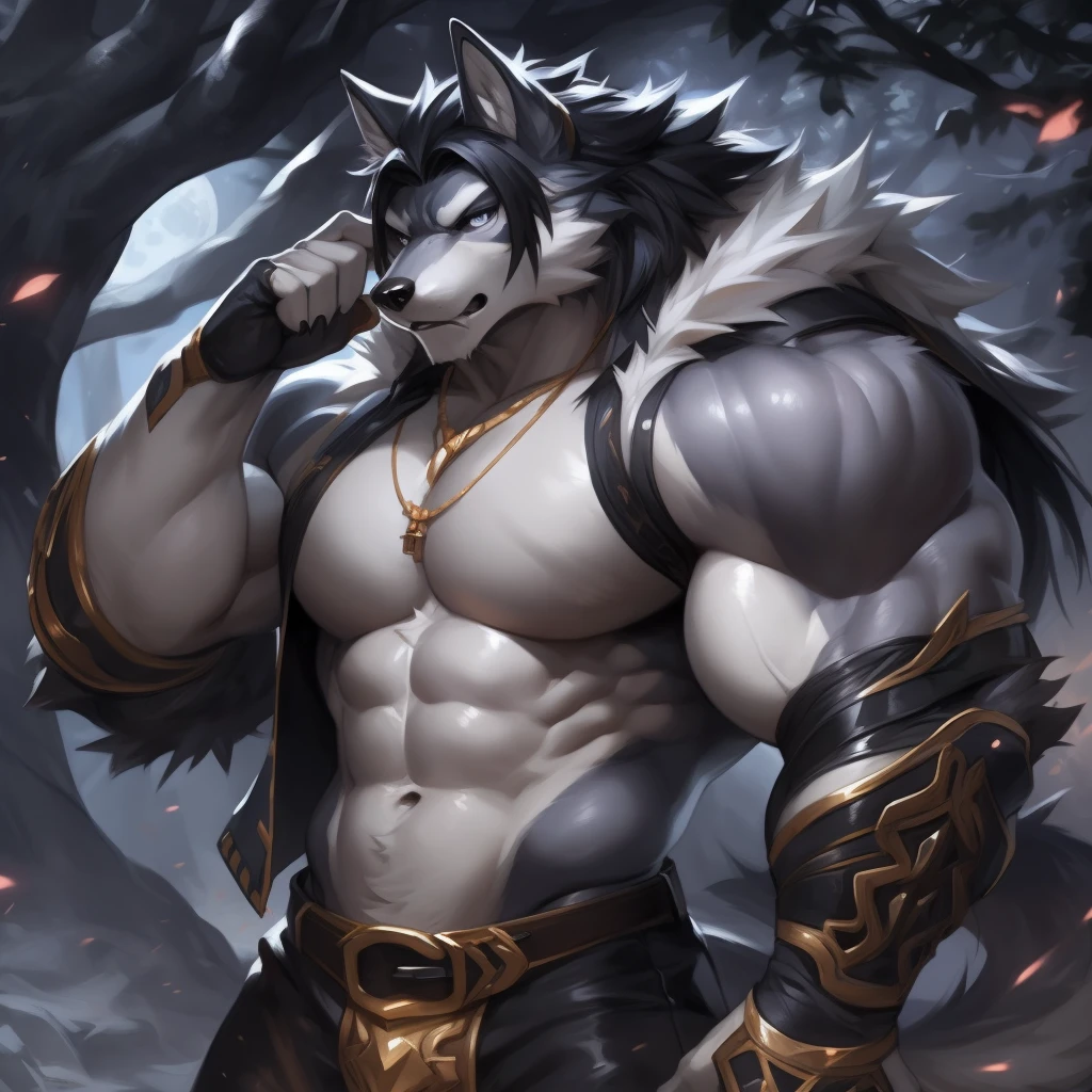 ultra-detailed, masterpiece, masterwork, high quality, best quality, hdr, (nature, night), posted on e621, (by darkgem), nsfw, male, solo, (white little body werewolf), canine, (long silver hair, yellow eyes, white body, roar), stylish pose, dynamic angle, (foreskin, childpenis, perfect balls)