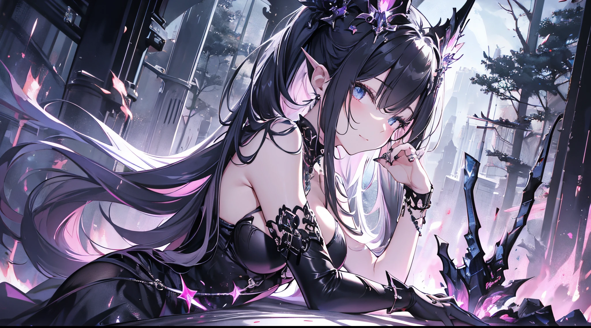 1girls, mature, Long scarlet hair, night, ruins, night sky, Moon,Dragon's horn,Seven tails,(Random body posture:1.4),Girl travels around abandoned ruins, volume illumination, Dynamic lighting, Dynamic composition, glint, Caustics, sub-surface Scattering, (The Masterpiece, best qulity, hyper detailed, best shadow), high-contrast, (Optimal Lighting, Extremely refined and beautiful), ((Cinematic Light)), rich color, ultra-details, Dramatic light, intricatedetail, Stunning gradients, No watermark signature, (detailedbackground), (hyper detailed), (best shadow:1.1)+++++,(high-contrast)+++,(Optimal Lighting),