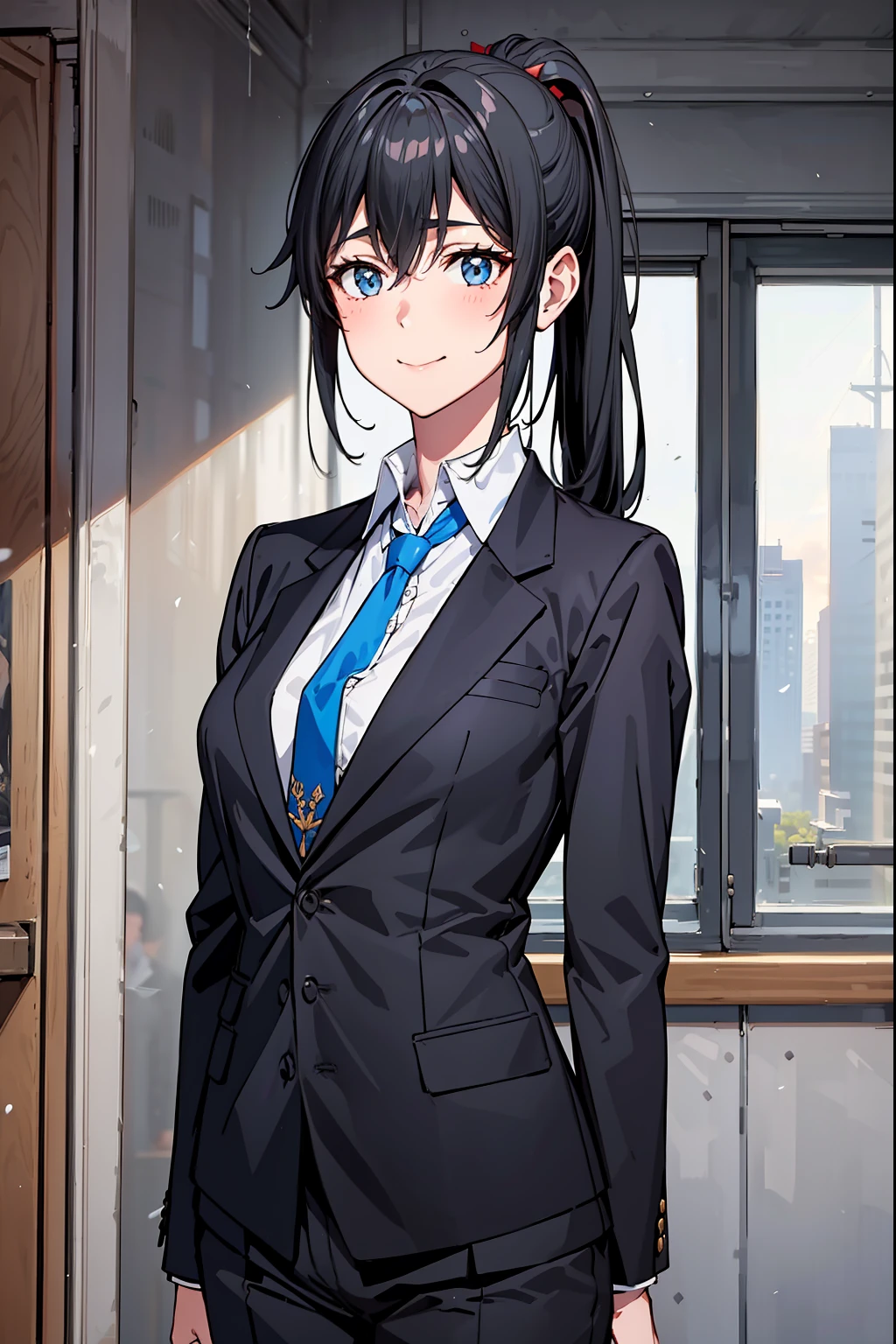 Yukinoshita Yukino wears a tuxedo coat, 1girl, Snafu anime, Female Butler, Elegant blue evening tie, collared shirt, bloomers, Black tail coat, Detailed background of the room, eyes blue, closed mouth, Smileing, Very sexy girl in suit and tie standing by the window, 1girl, 独奏, necktie, Black hair, eyes blue, long  hair, smile, jacket, looking at the scenes, shirt, bloomers, blue necktie, collared shirt, white pants, white shirt, indoors, explosions, long-sleeved, closed mouth, window, black jacket, blush, cowboy shot, ceremonial, Yukinoshita Yukino suit, A woman in a black suit and blue tie is standing next to a windowsill, 1girl, 独奏, necktie, eyes blue, jacket, indoors, Black hair, smile, shirt, ponytail, bloomers, looking at the scenes, collared shirt, curtains, blue necktie, hand in pocket, window, black jacket, closed mouth, blush, ahoge, open vest, black trousers, explosions, white shirt, ceremonial, long  hair, suit, long-sleeved, Open clothes Yukinoshita Yukino, A woman in a black suit and blue tie is standing next to a windowsill, 1girl, 独奏, necktie, eyes blue, jacket, indoors, Black hair, smile, shirt, ponytail, bloomers, looking at the scenes, collared shirt, curtains, blue necktie, hand in pocket, window, black jacket, closed mouth, blush, ahoge, open vest, black trousers, explosions, white shirt, ceremonial, long  hair, suit, long-sleeved, A uniformed open-dress lady stands in a large gap in the room, 1girl, 独奏, necktie, Black hair, eyes blue, long  hair, smile, jacket, looking at the scenes, shirt, bloomers, blue necktie, collared shirt, white pants, white shirt, indoors, explosions, long-sleeved, closed mouth, window, black jacket, blush, cowboy shot, ceremonial, Suit Yukinoshita Yukino wears a tuxedo coat, 1girl, Snafu anime, Female Butler, Elegant blue evening tie, collared shirt, bloomers, Black tail coat, Detailed background of the room, eyes blue, closed mouth, Smileing