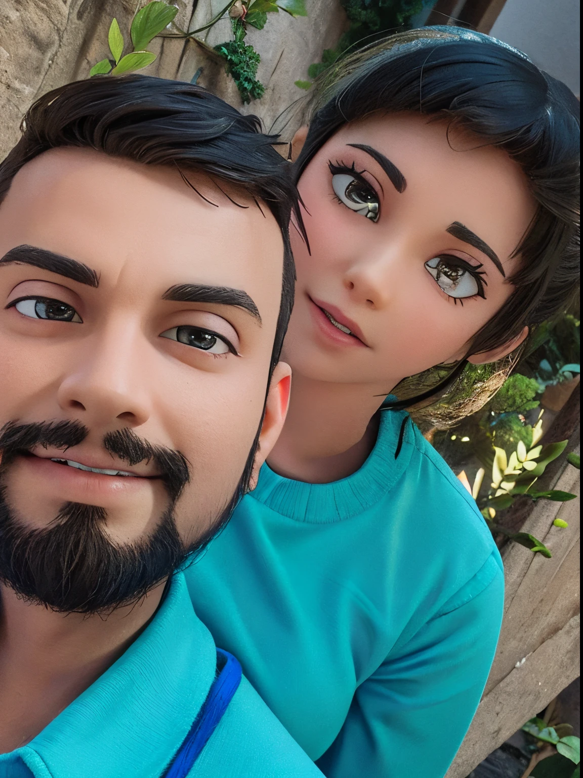 Young couple 3D image background