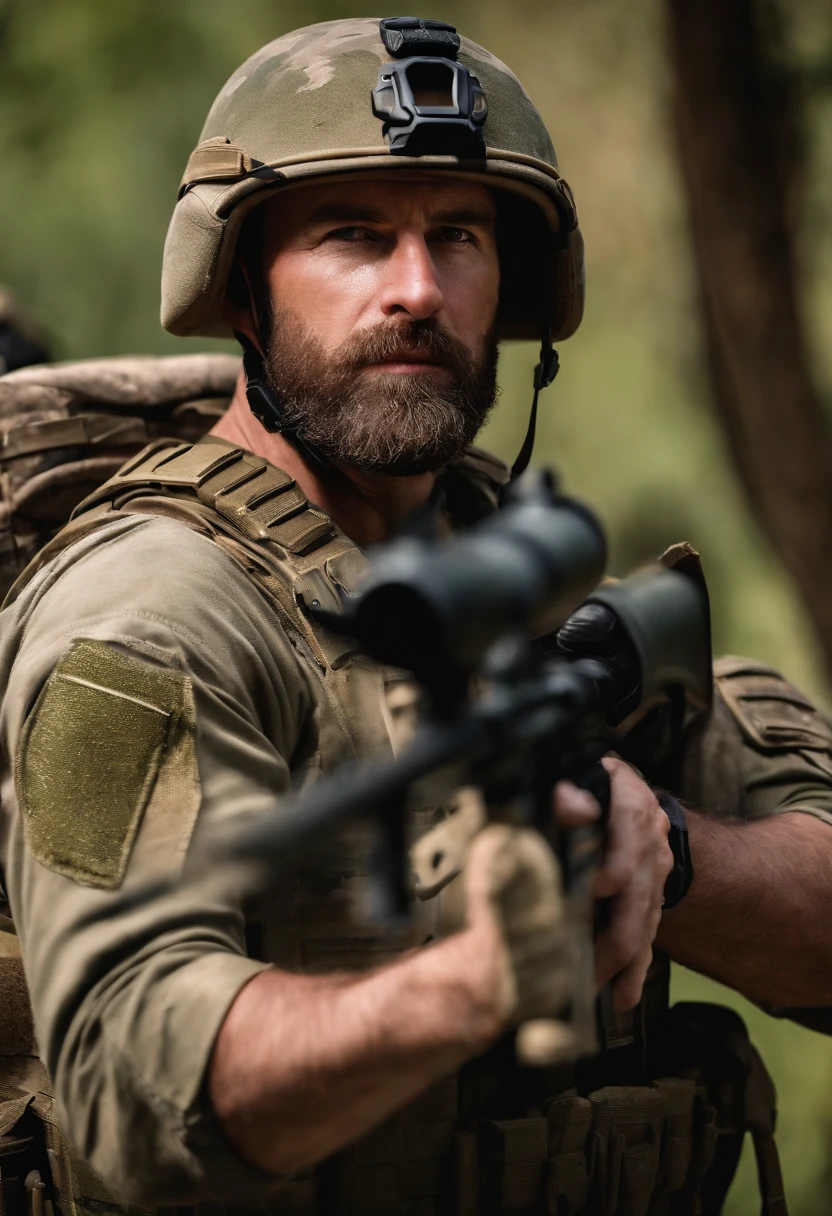 The image is of Captain Price and some Task Force 141 soldiers participating in a friendly game of paintball in the training area,Modern Warfare series,Captain John Price is a tall man in his 30s, famously portrayed by actor Barry Sloane. He wears a boonie hat, has a mutton chops styled beard, and often wears tactical equipment fit for a soldier.