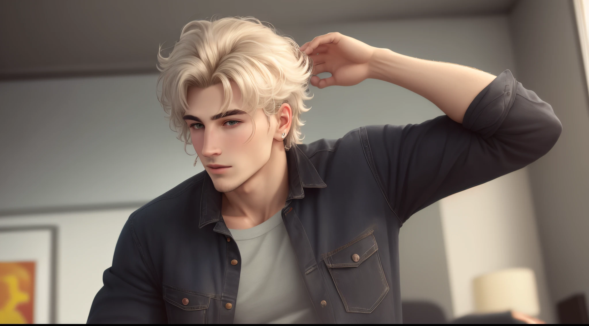 A man, shor hair