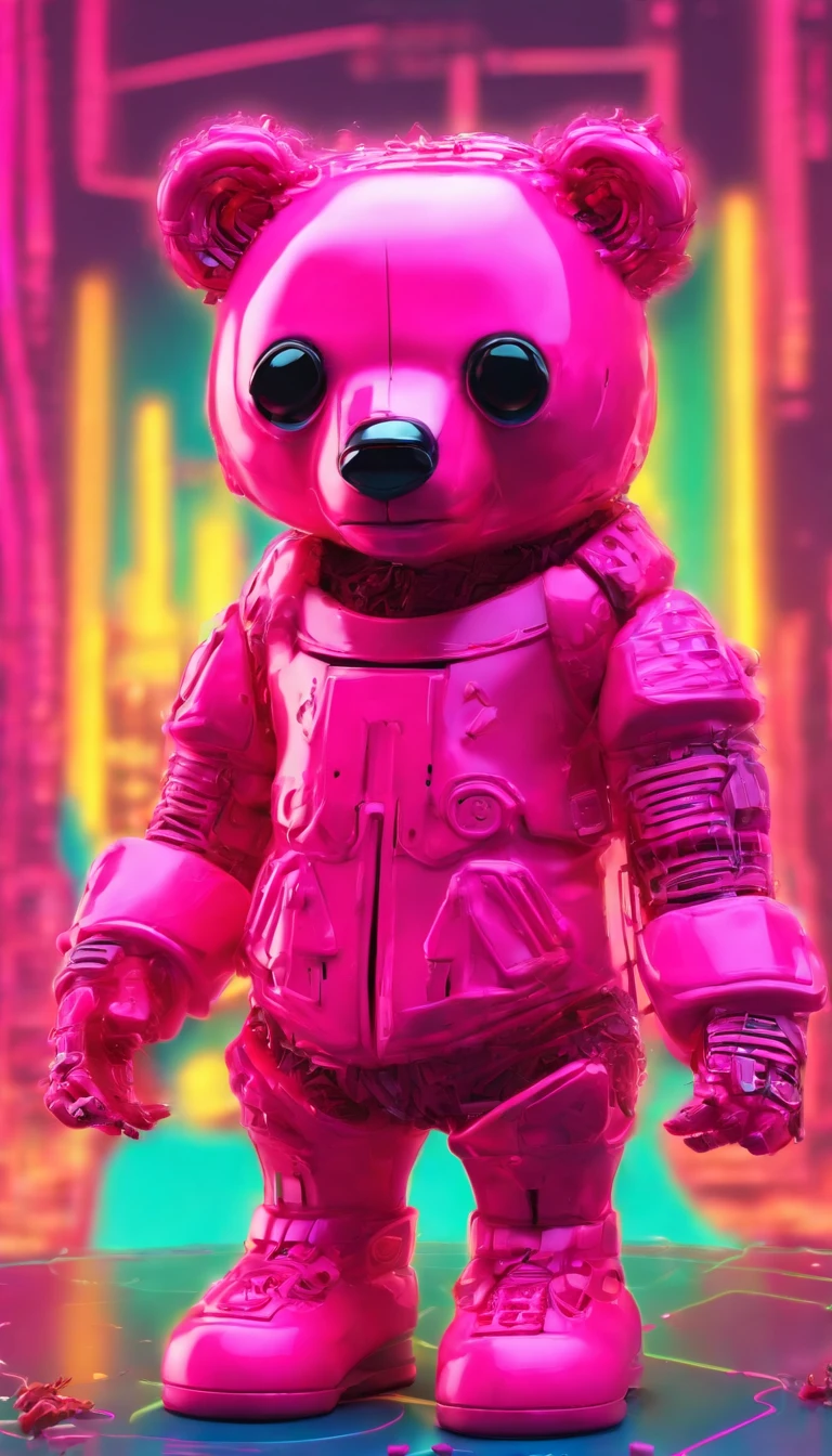 a bear, in pink, 3D blind box, blindbox, OC rendering, 3D