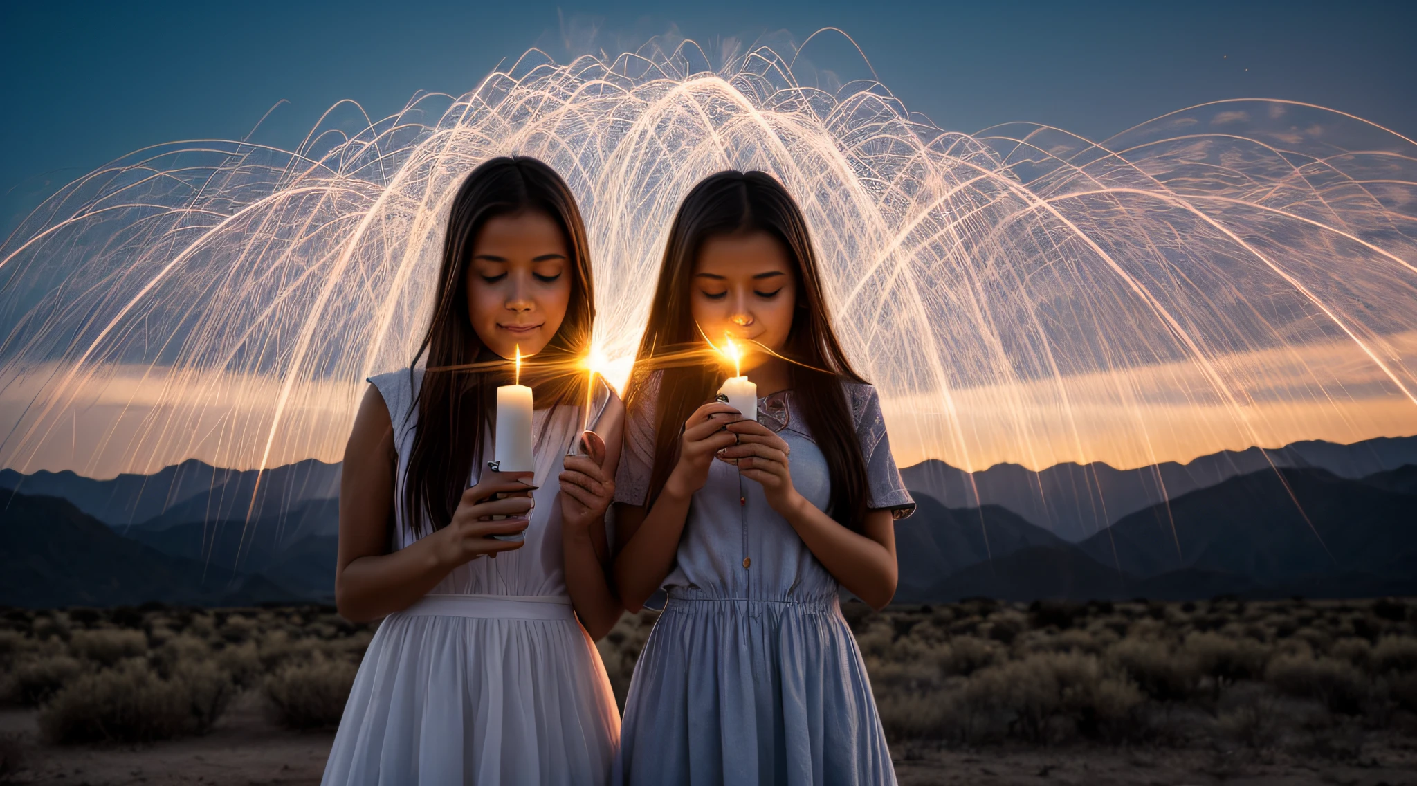 there are two CHILDREN girls in front of a ring of fire, tinta de luz difusa, pintura de luz, pintura de luz, tinta luminescente luminosa, Shutterstock, Tinta transparente, desfoque de movimento de pintura de luz, Foto retrato, halo de fogo luminoso, Vencedor do concurso Pexels, ponto de fogo, Foto vencedora do concurso Unsplash, Rotating smoke trails, Directed by: Sebastian Spreng
