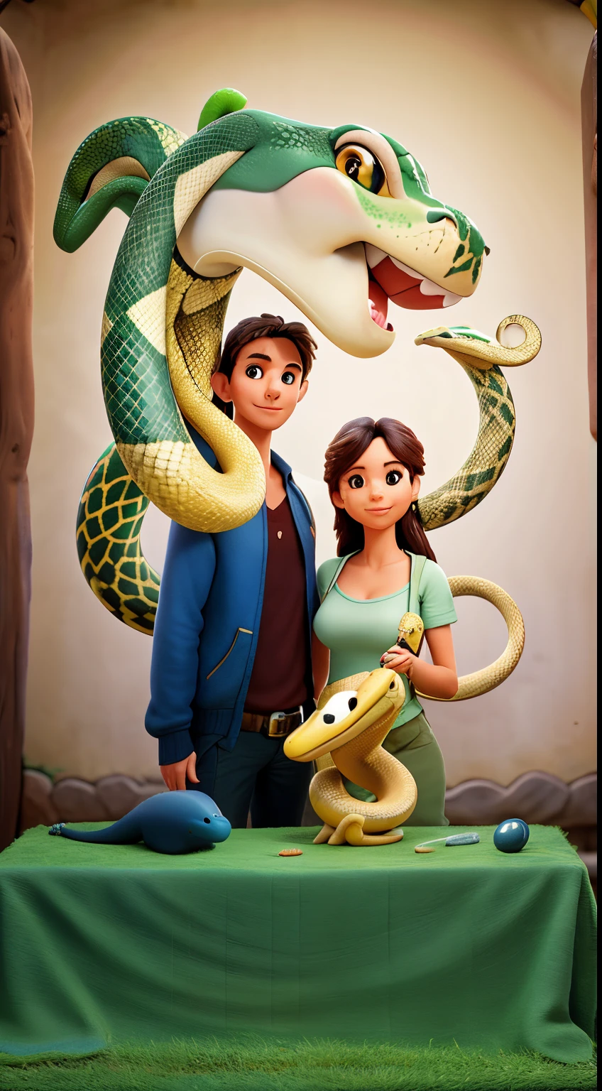 they are posing for a picture with a snake and a woman, with the head of a snake, real picture taken in zoo, holding a snake, giant snake, in the zoo exhibit, with her long, taken with canon eos 5 d mark iv, lovely couple, taken with sony alpha 9, vacation photo