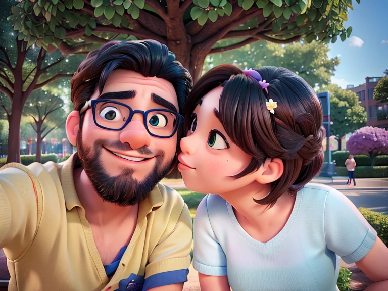 there is a man and woman kissing each other in front of a tree, kissing together cutely, in love selfie, lovely couple, taken with sony alpha 9, 8k selfie photograph, couple pose, selfie photography, shot on nikon z9, kissing together, couple kissing, happy couple, lovely kiss, photo taken with nikon d 7 5 0
